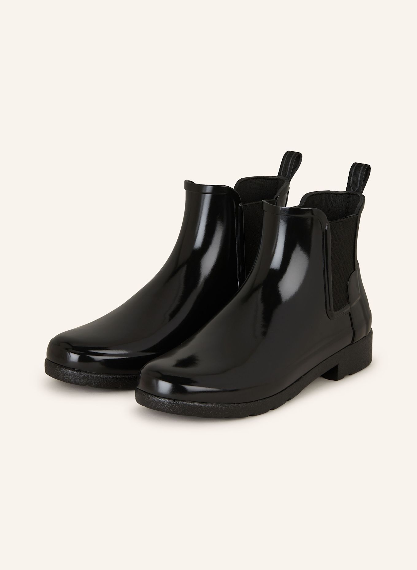 Black gloss hunter rain boots discount