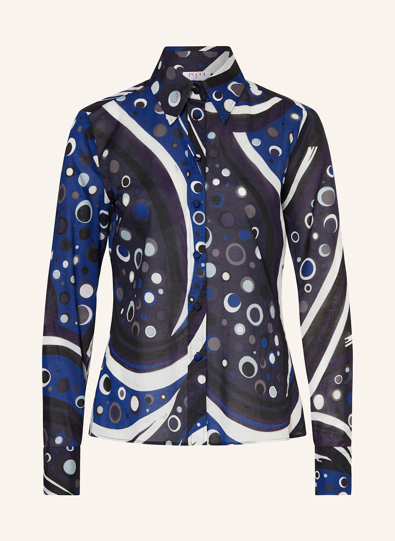 PUCCI Hemdbluse: DUNKELBLAU / BLAU / WEISS