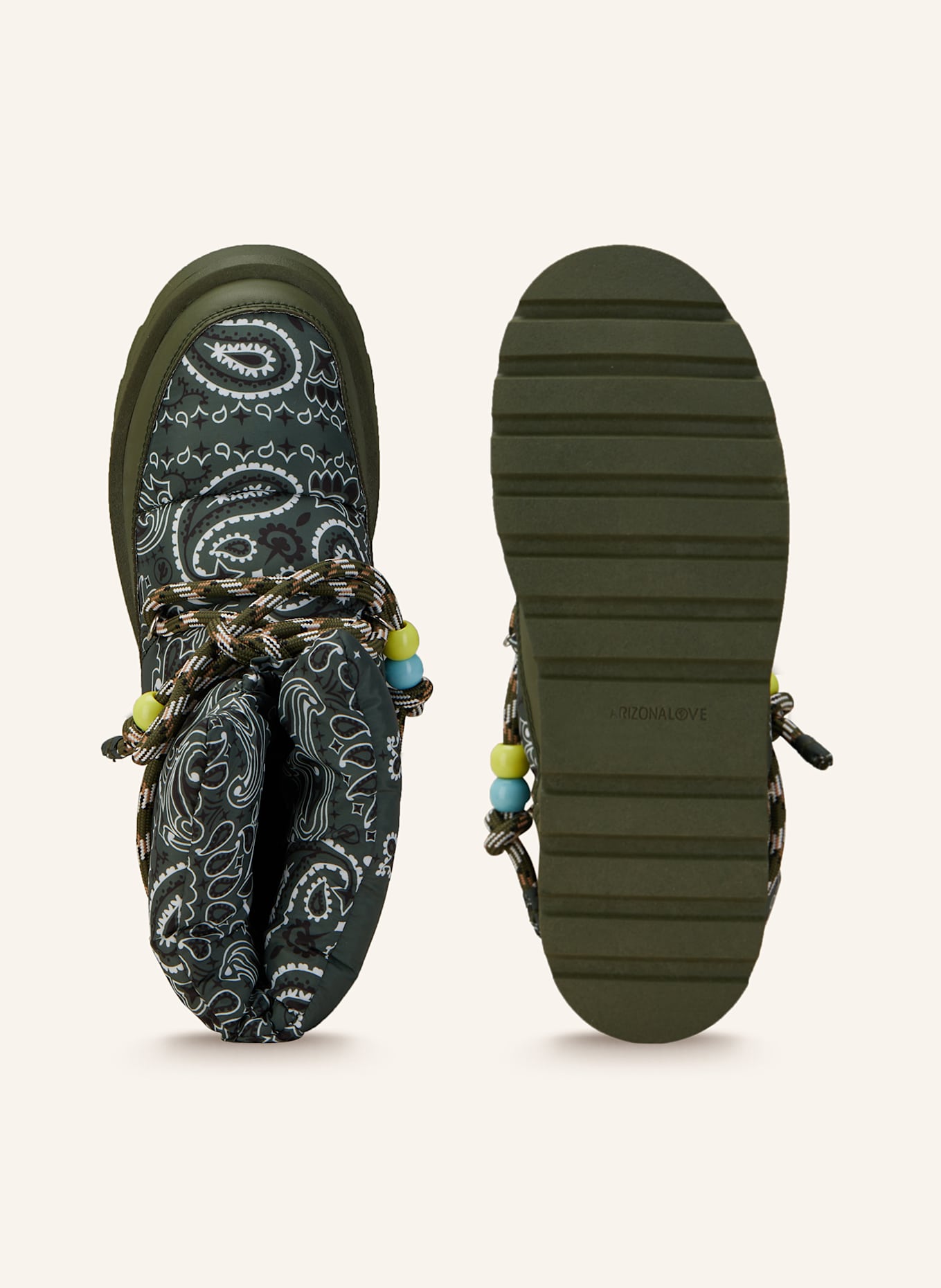 ARIZONA LOVE Schnürboots SNOW: KHAKI/ SCHWARZ/ WEISS