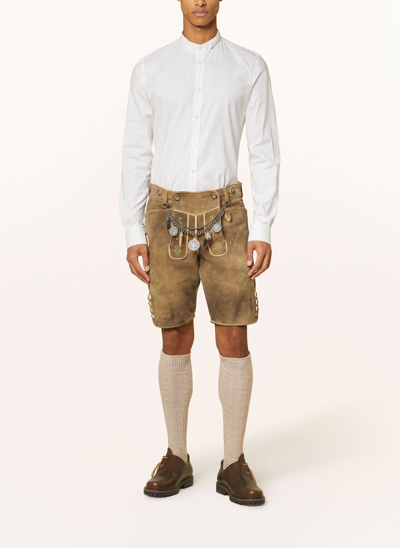 Gottseidank Trachtenhemd LENZ Regular Fit mit Stehkragen: WEISS/ GRAU