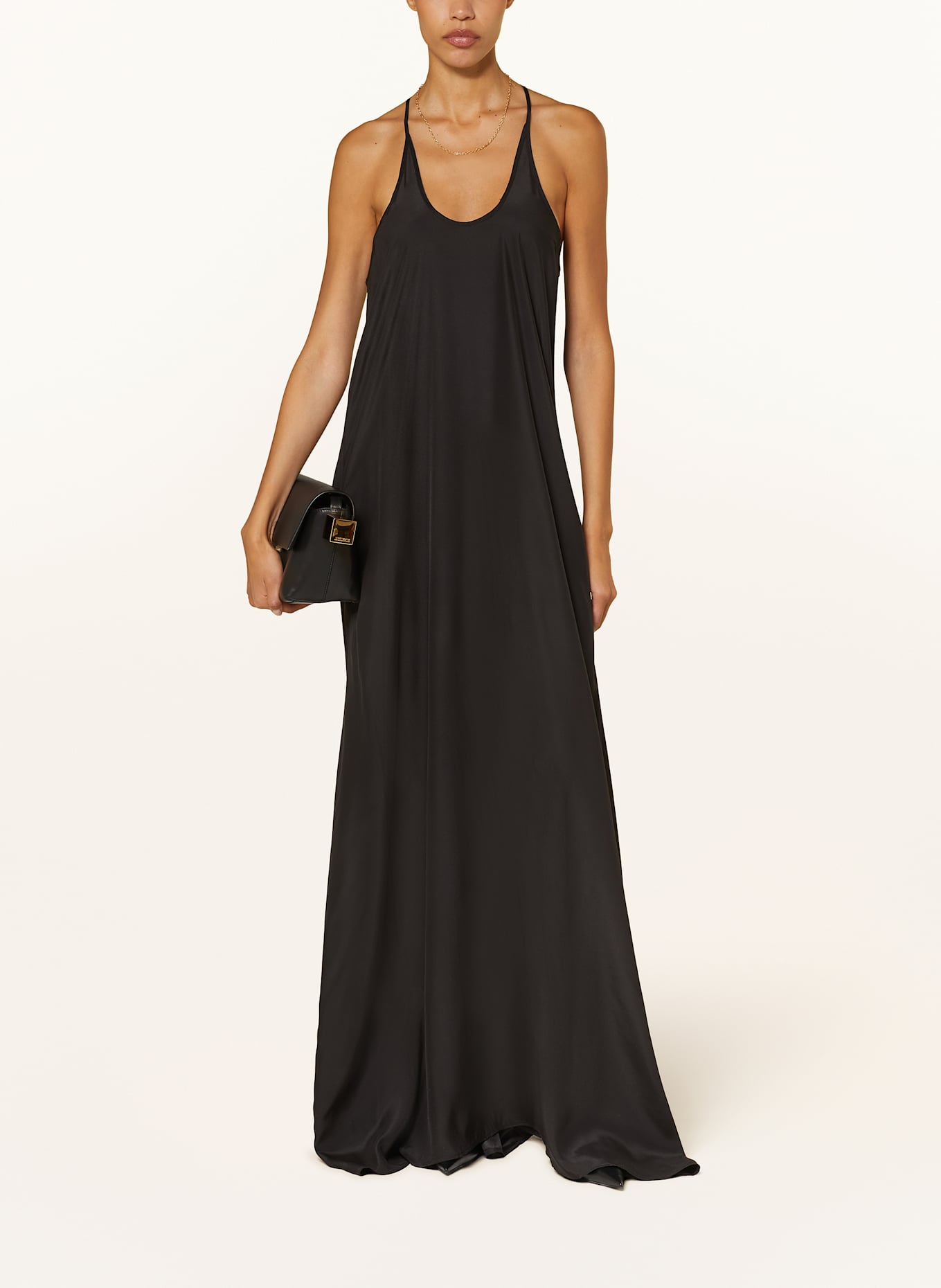 GAUGE81 Silk dress KANRA: BLACK