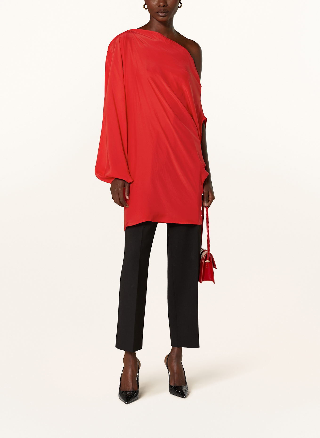 GAUGE81 One-Shoulder-Kleid OTA aus Seide: ROT