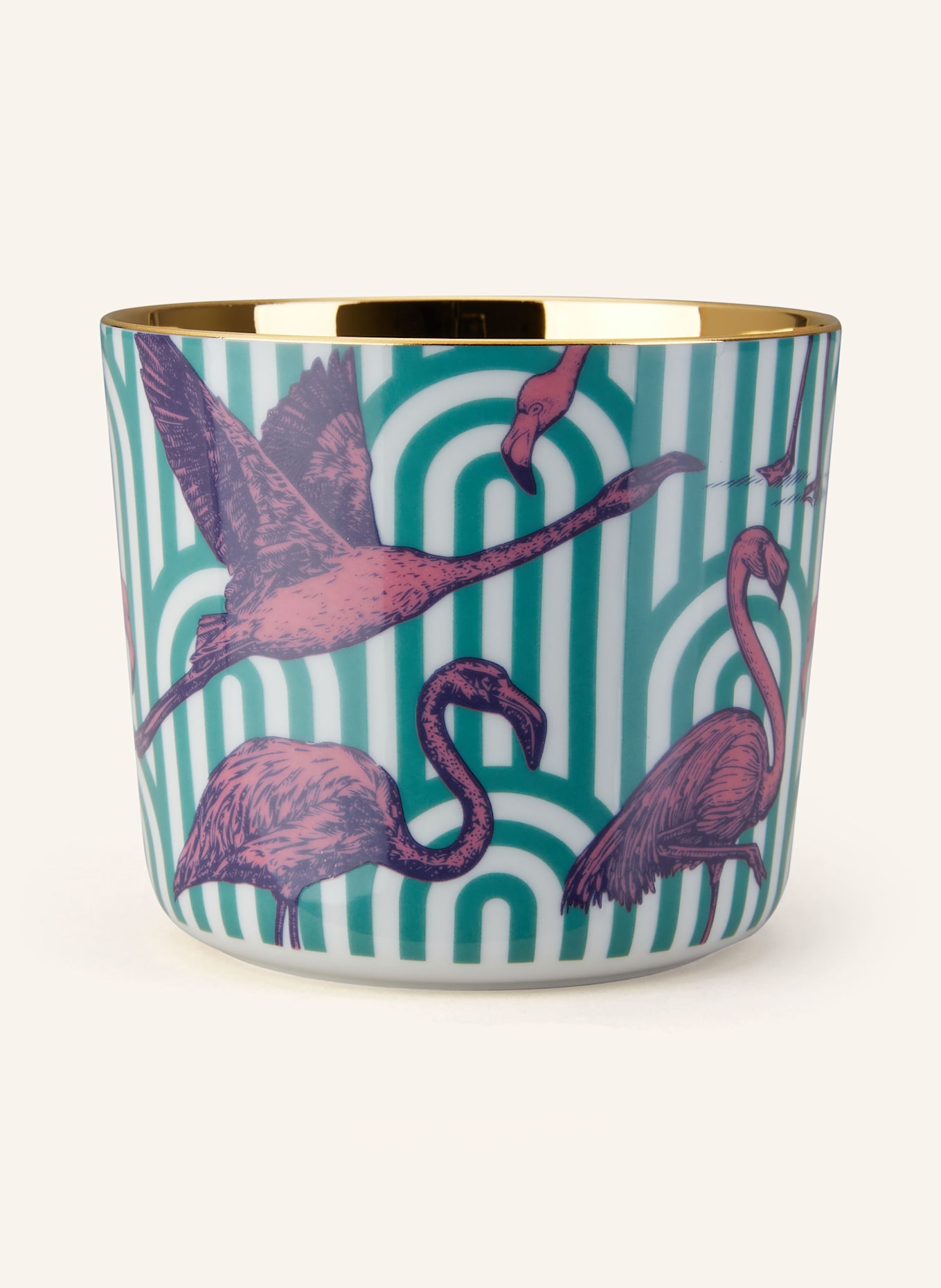 SIEGER by FÜRSTENBERG Becher SIP OF GOLD THE FLAMINGOS: GOLD / PETROL / ROSA
