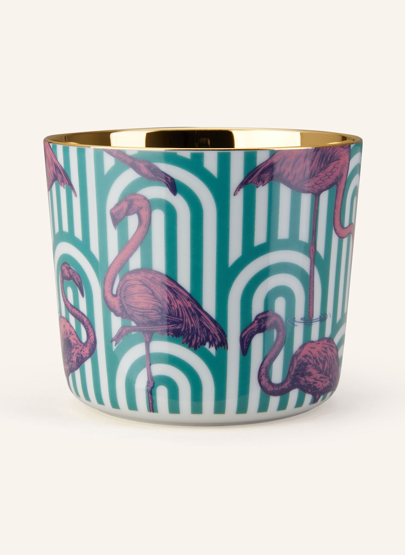 SIEGER by FÜRSTENBERG Becher SIP OF GOLD THE FLAMINGOS: GOLD / PETROL / ROSA