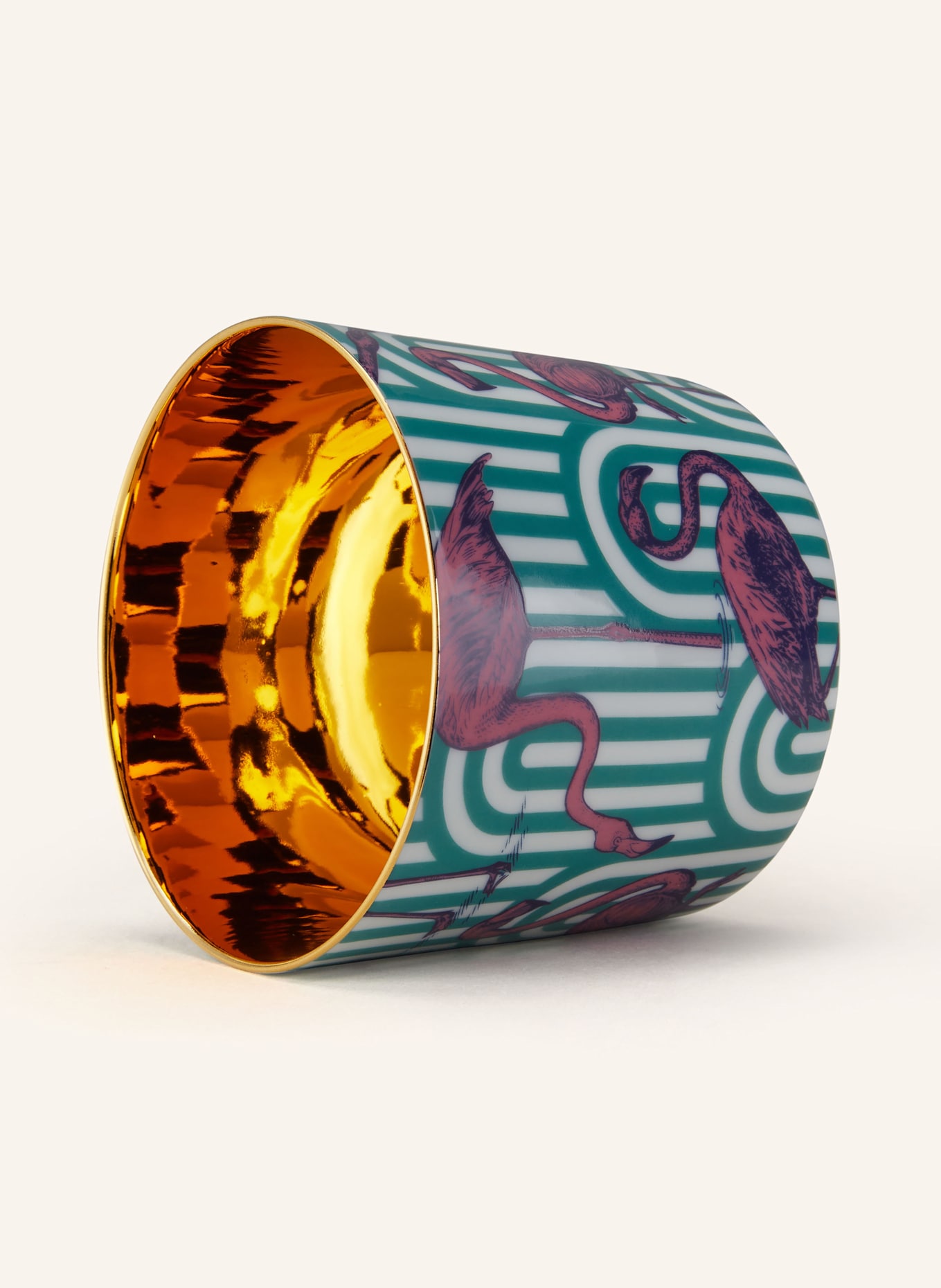 SIEGER by FÜRSTENBERG Becher SIP OF GOLD THE FLAMINGOS: GOLD / PETROL / ROSA