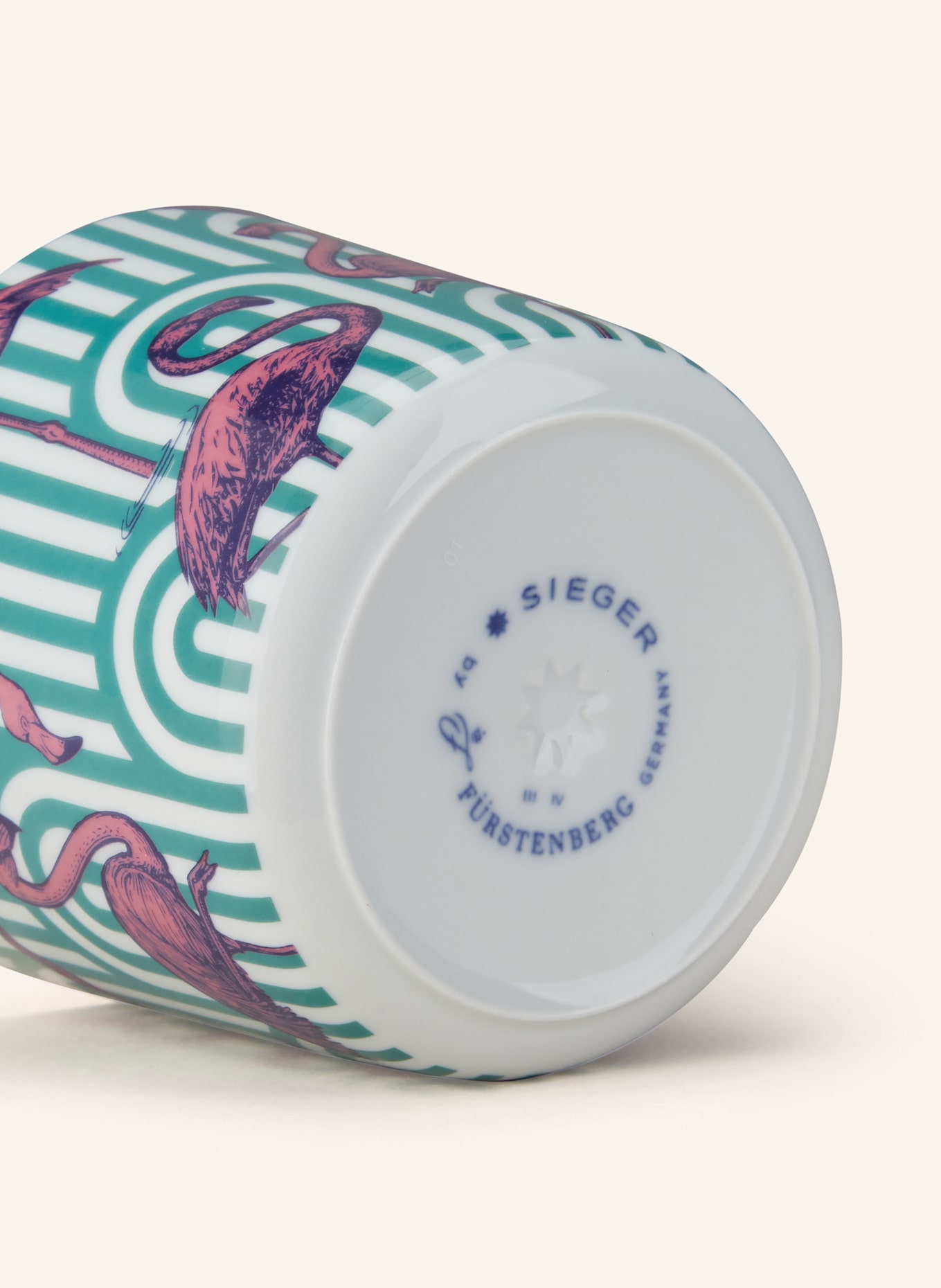 SIEGER by FÜRSTENBERG Becher SIP OF GOLD THE FLAMINGOS: GOLD / PETROL / ROSA