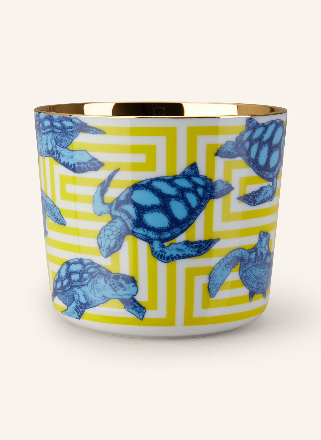 SIEGER by FÜRSTENBERG Becher SIP OF GOLD THE TURTLES: GOLD / HELLBLAU / GELB