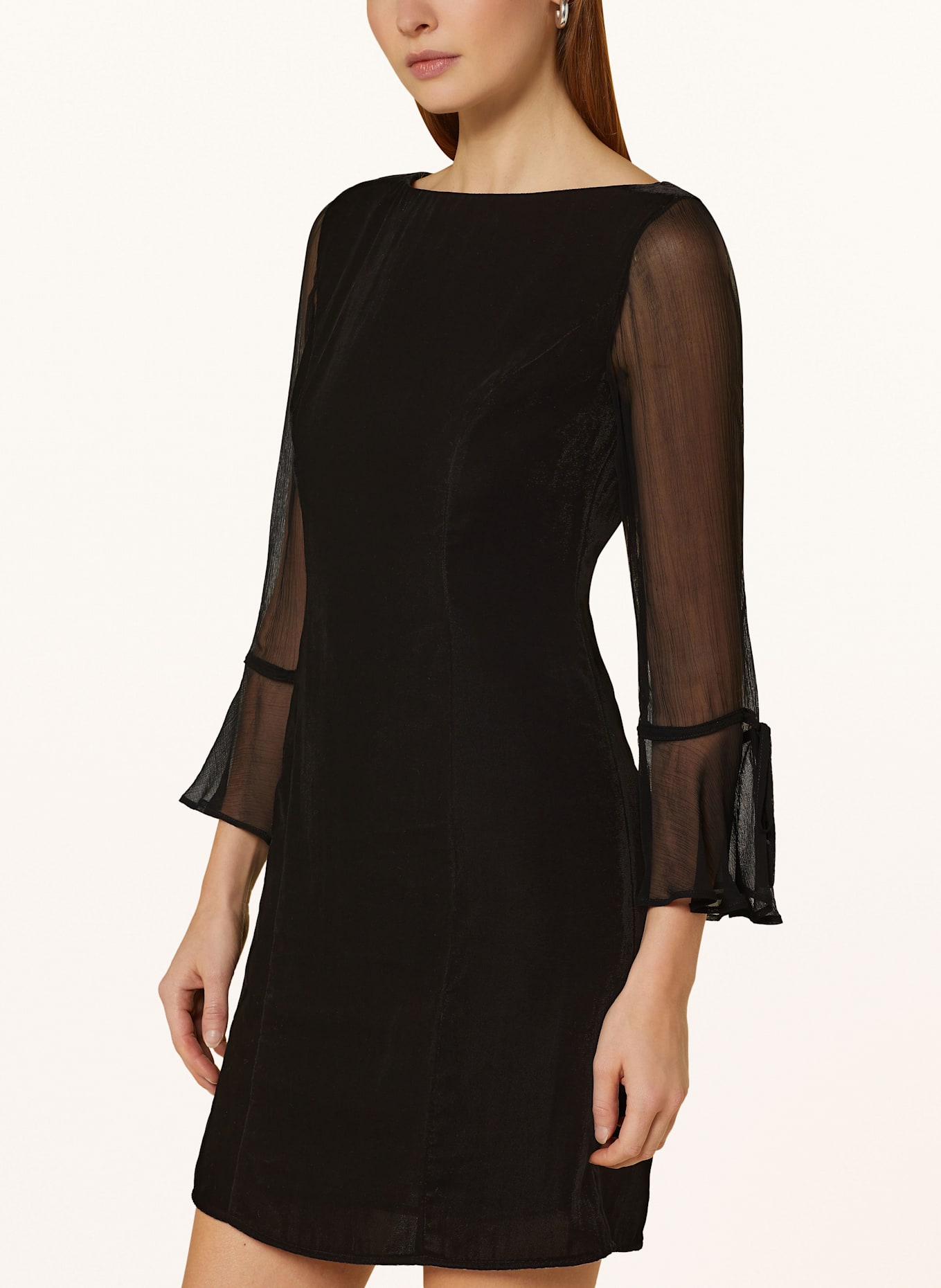 WHISTLES MYLA velvet dress with 3 4 sleeves