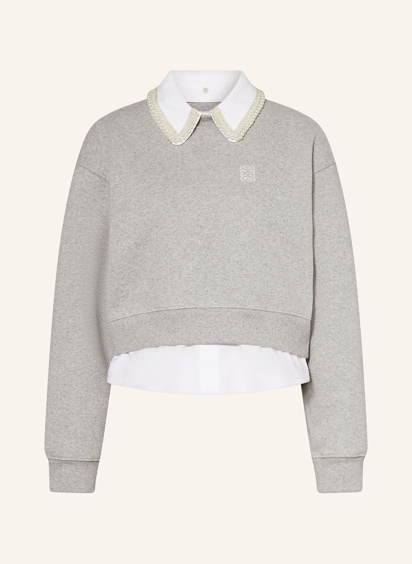 SANDRO Cropped Sweatshirt mit Schmucksteinen