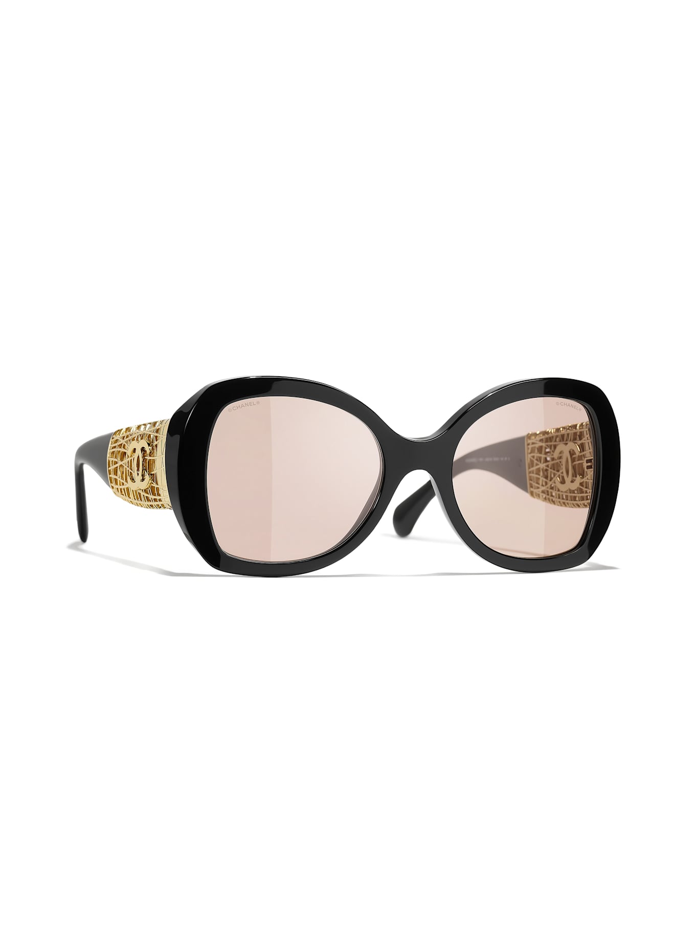 Black and gold chanel sunglasses discount
