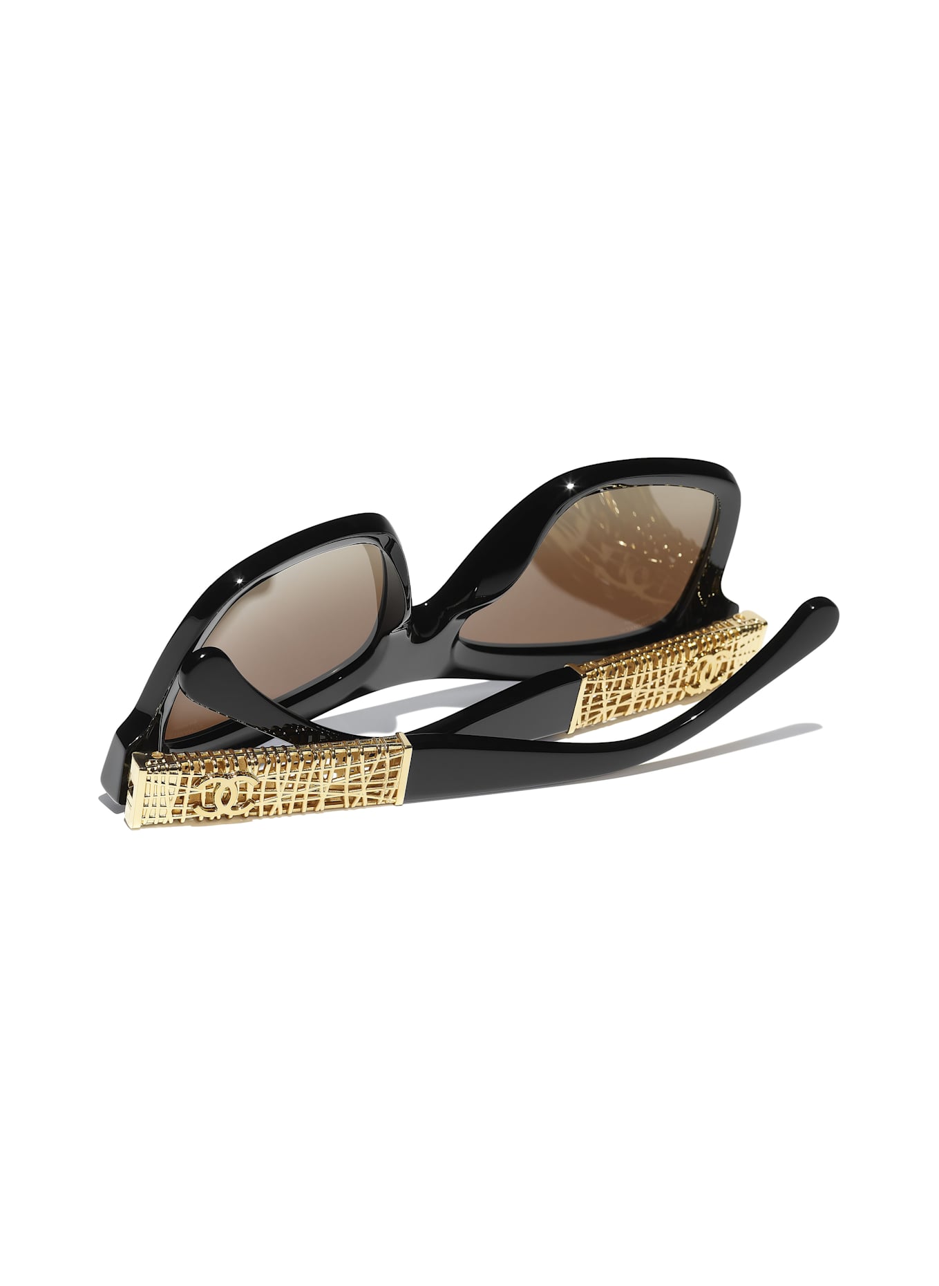 CHANEL Rechteckige Sonnenbrille: C622S9 - SCHWARZ/ BRAUN POLARISIERT