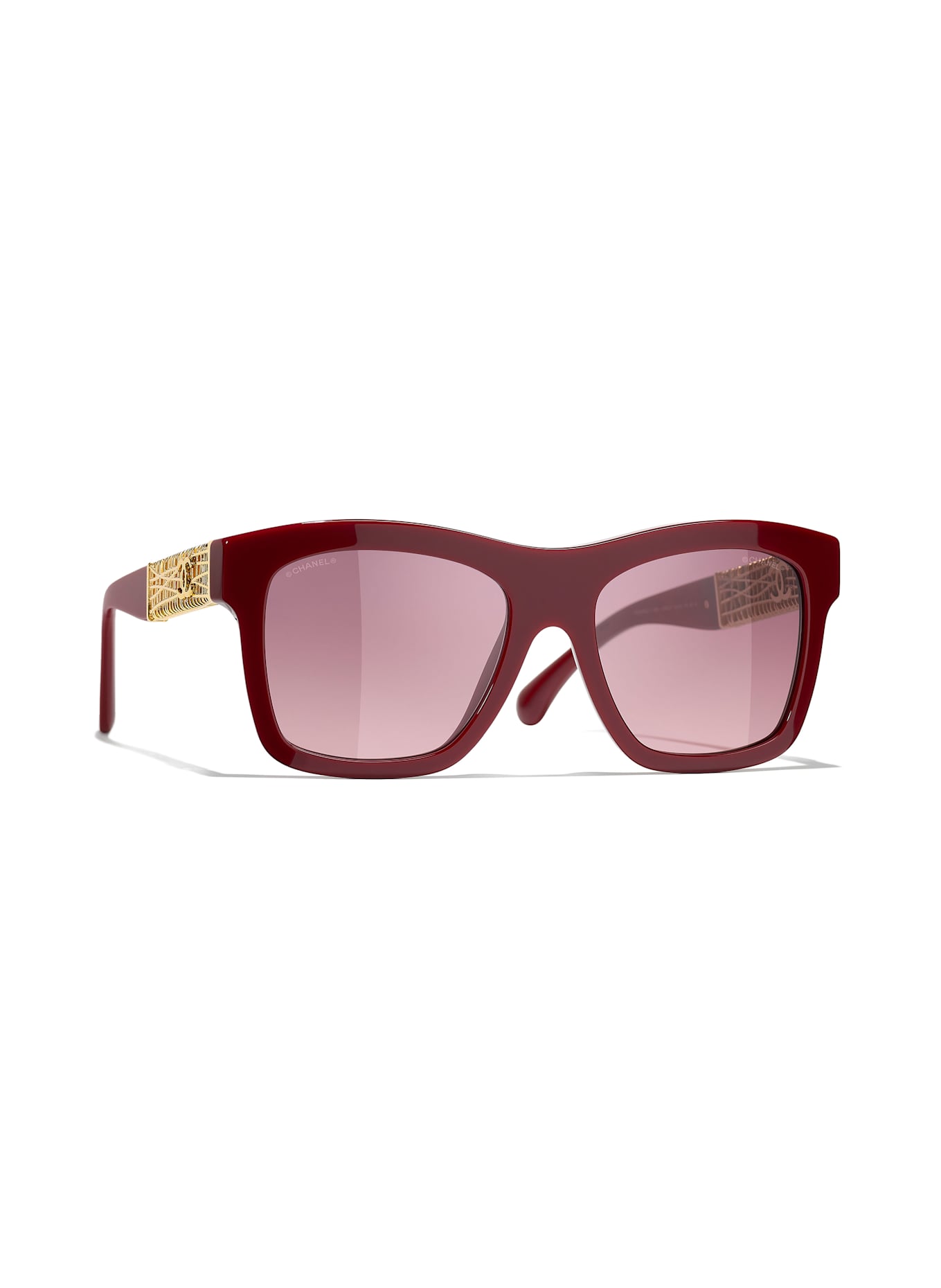 CHANEL Rechteckige Sonnenbrille: 1792S1 - DUNKELROT/ PINK VERLAUF