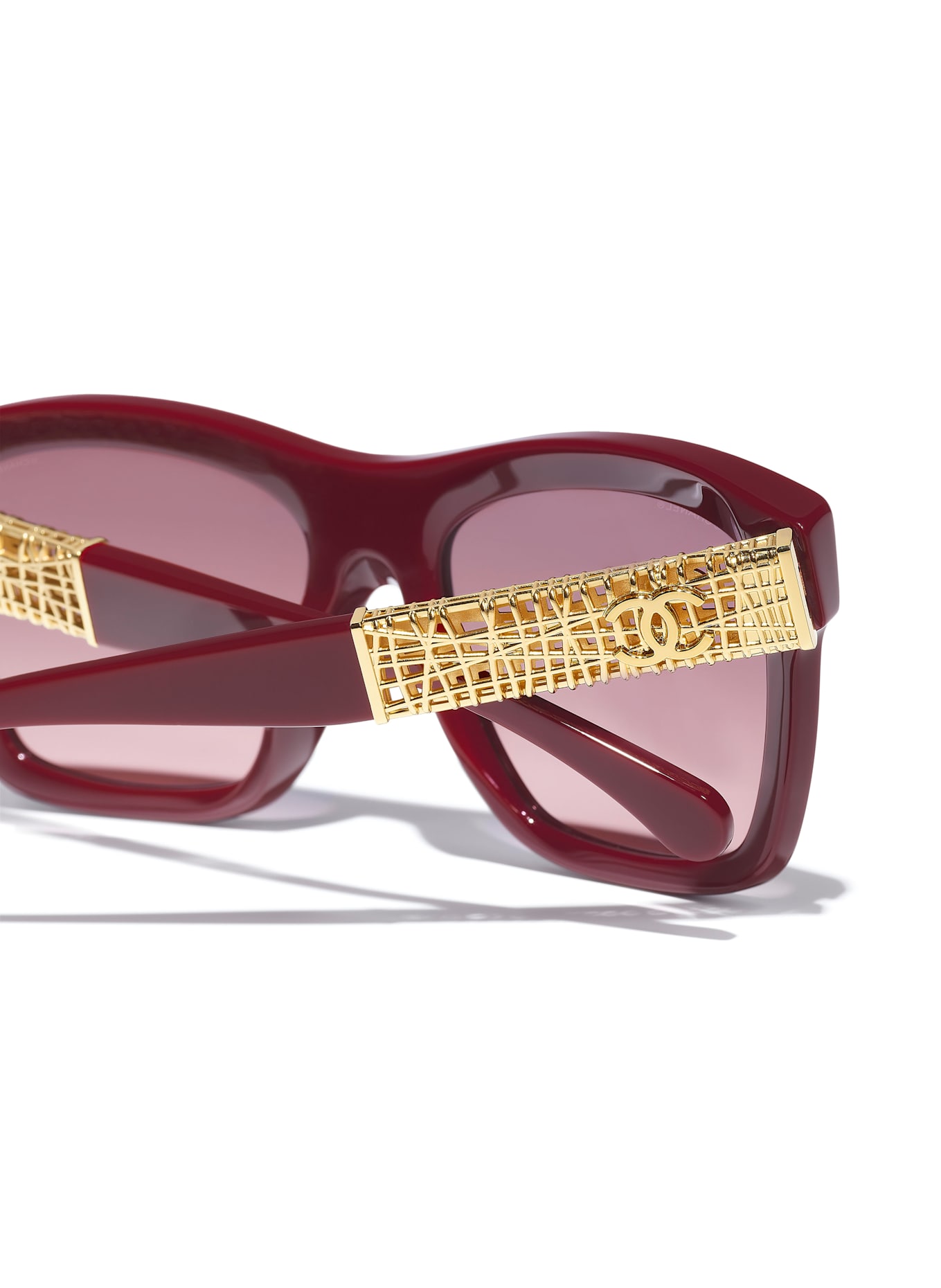 CHANEL Rechteckige Sonnenbrille: 1792S1 - DUNKELROT/ PINK VERLAUF