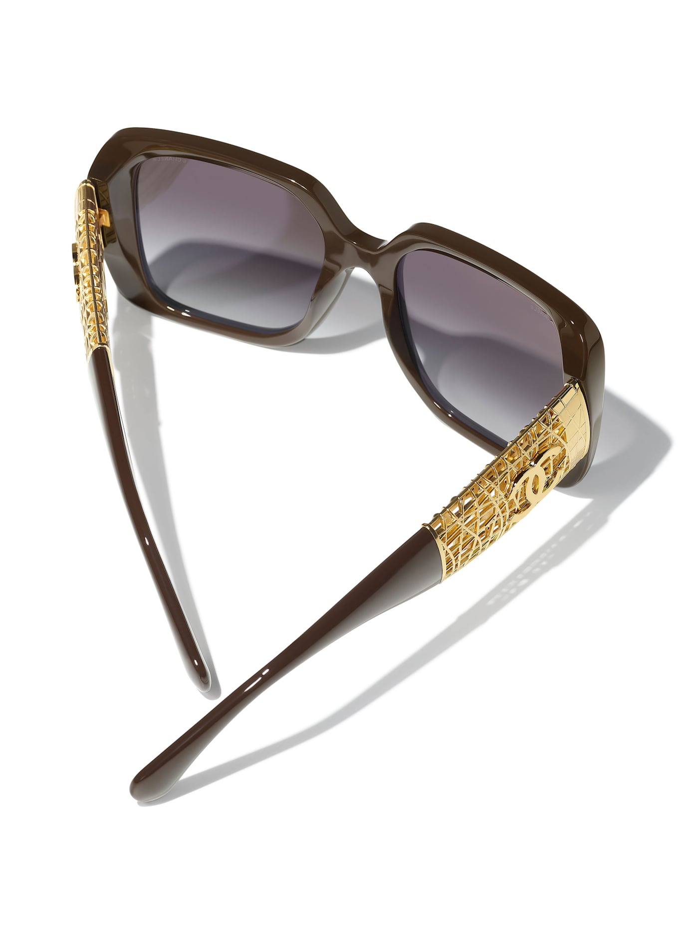 CHANEL Rechteckige Sonnenbrille: 1460S6 - BRAUN/ GRAU VERLAUF