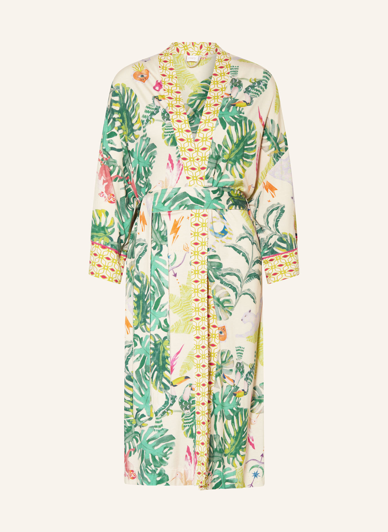 mey Damen-Kimono Serie MYSTIC JUNGLE: CREME / GRÜN / PINK