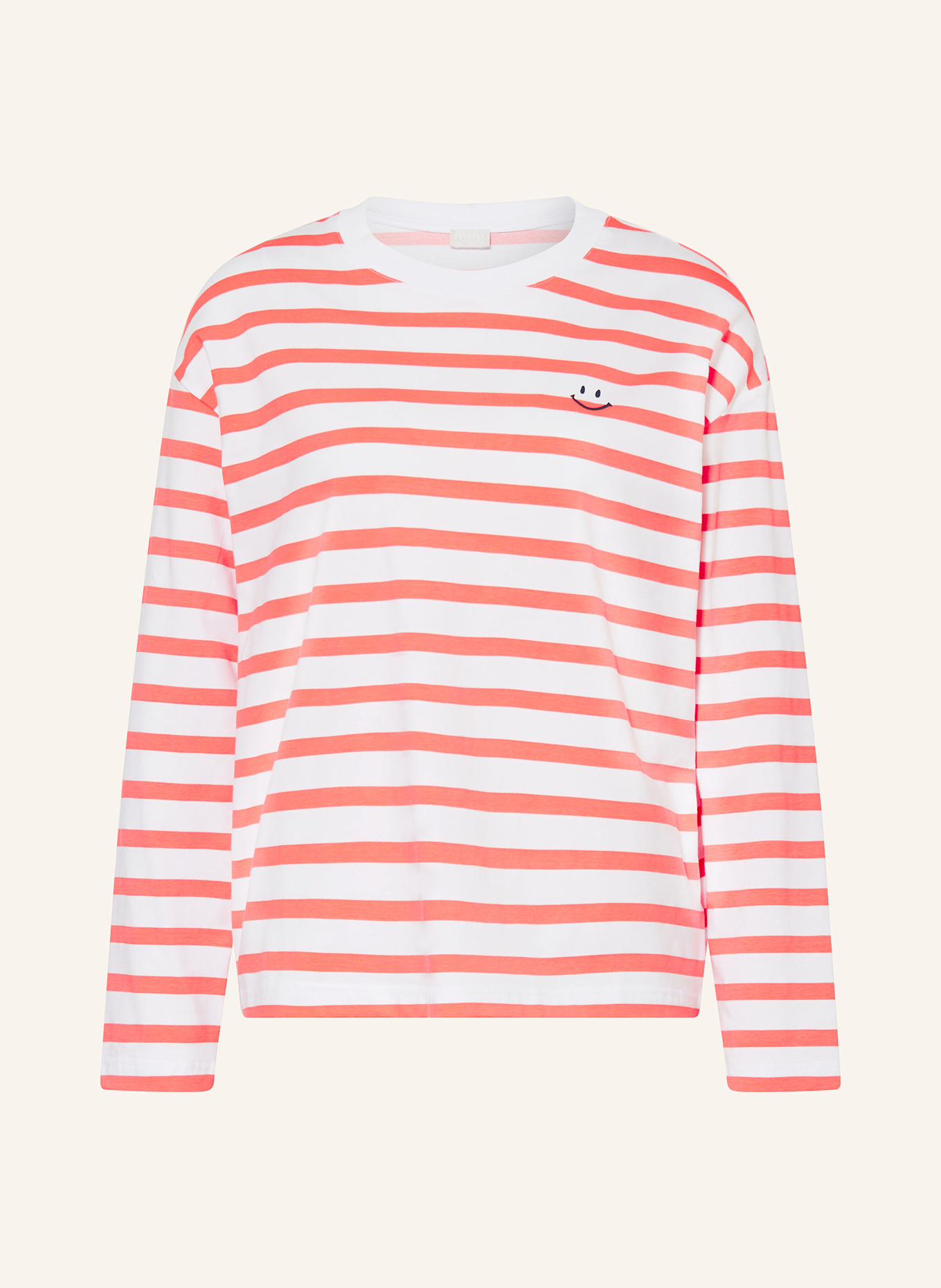 mey Pyžamové tričko série SUMMER STRIPES: BÍLÁ / LOSOSOVÁ
