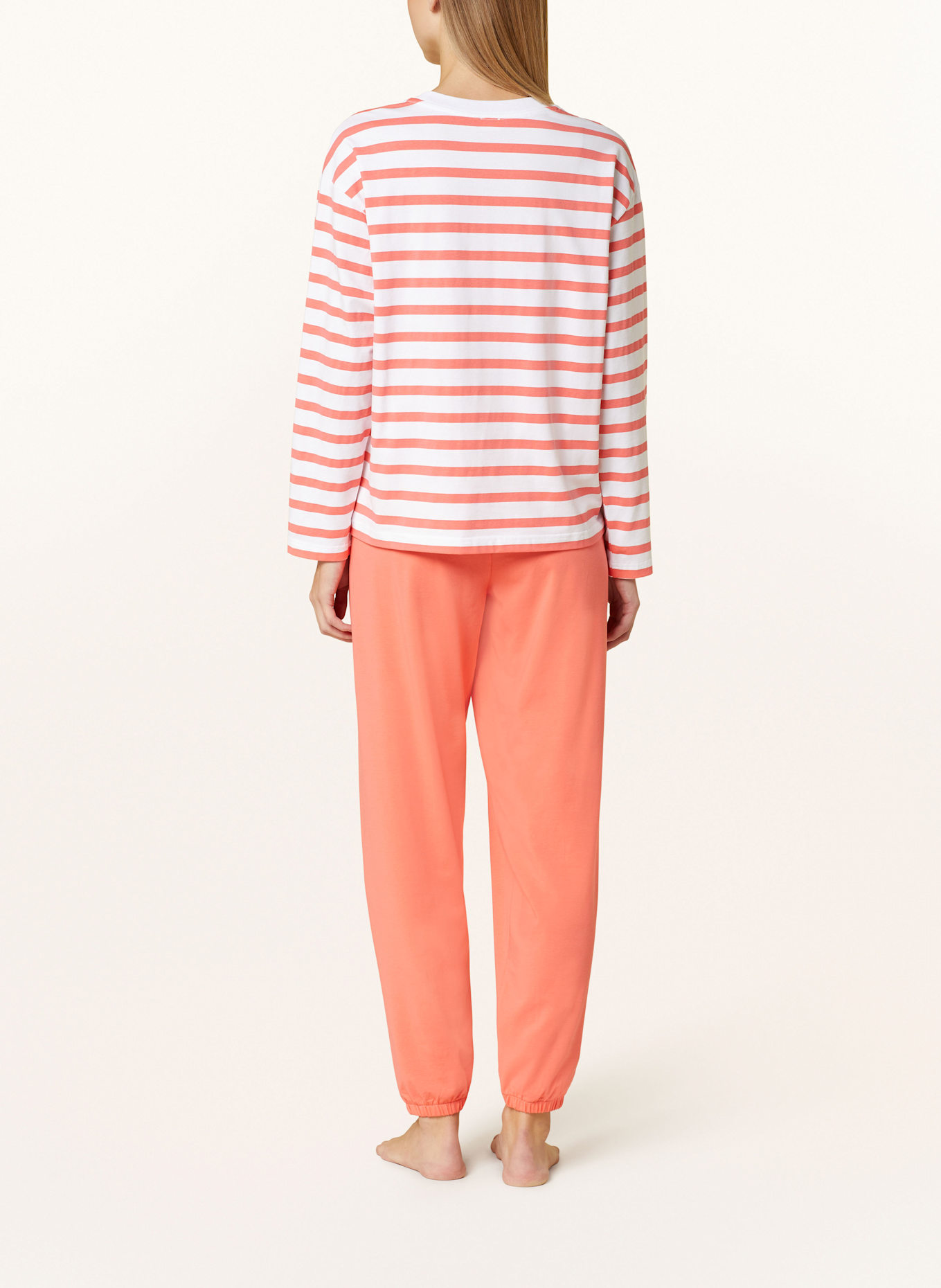 mey Pyžamové tričko série SUMMER STRIPES: BÍLÁ / LOSOSOVÁ