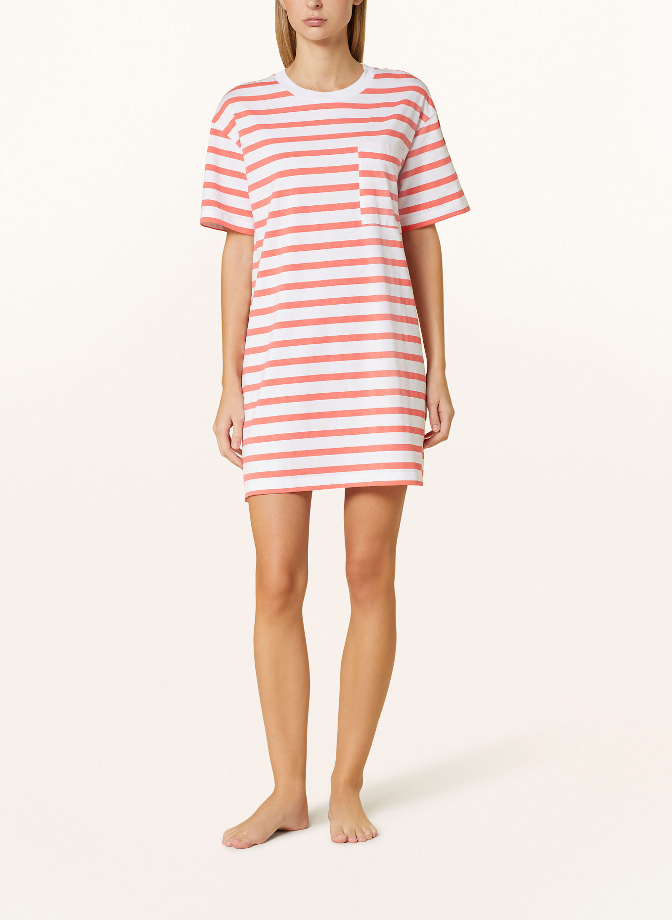 mey Nightgown series SUMMER STRIPES: WHITE / SALMON