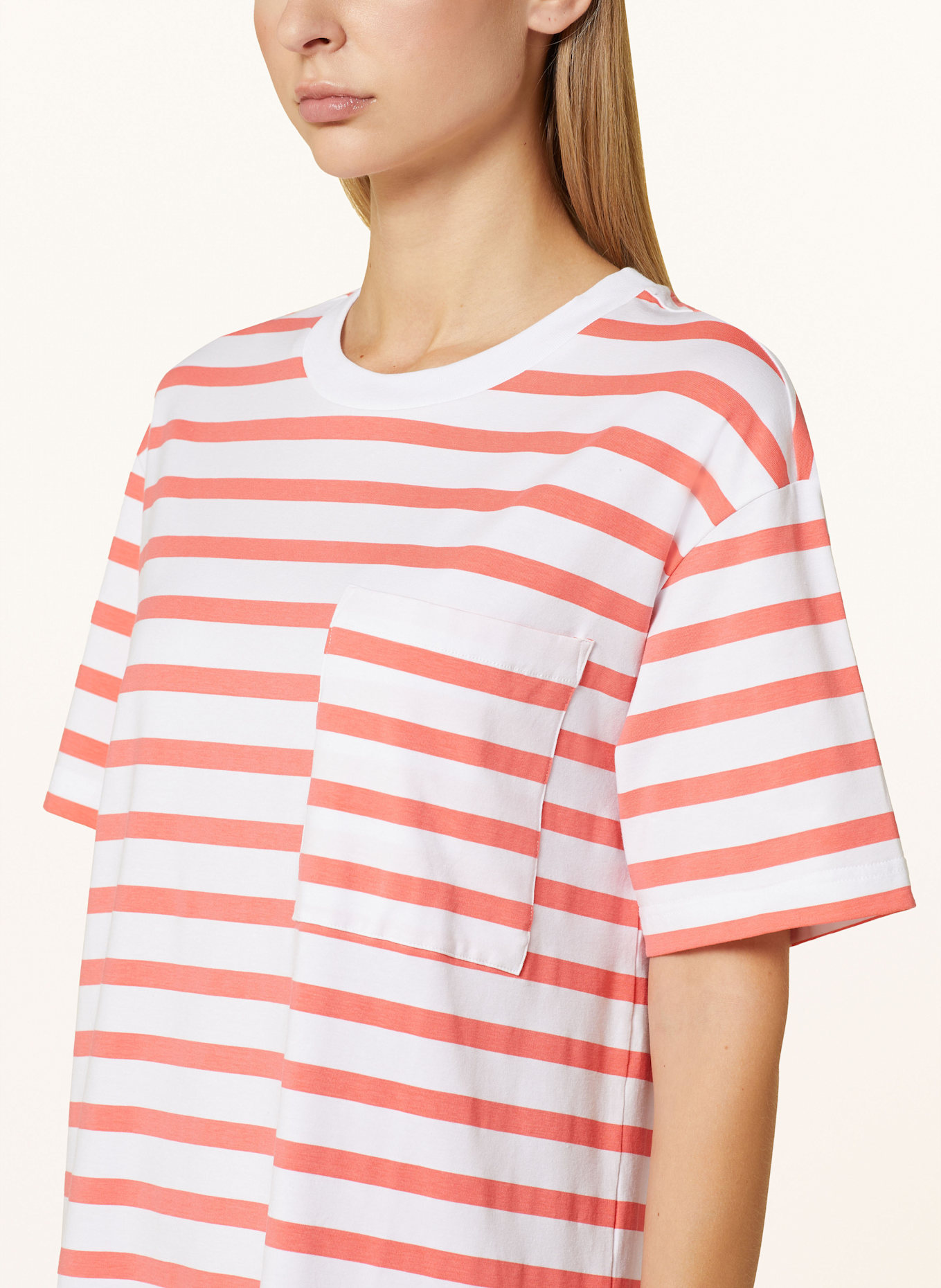 mey Nightgown series SUMMER STRIPES: WHITE / SALMON