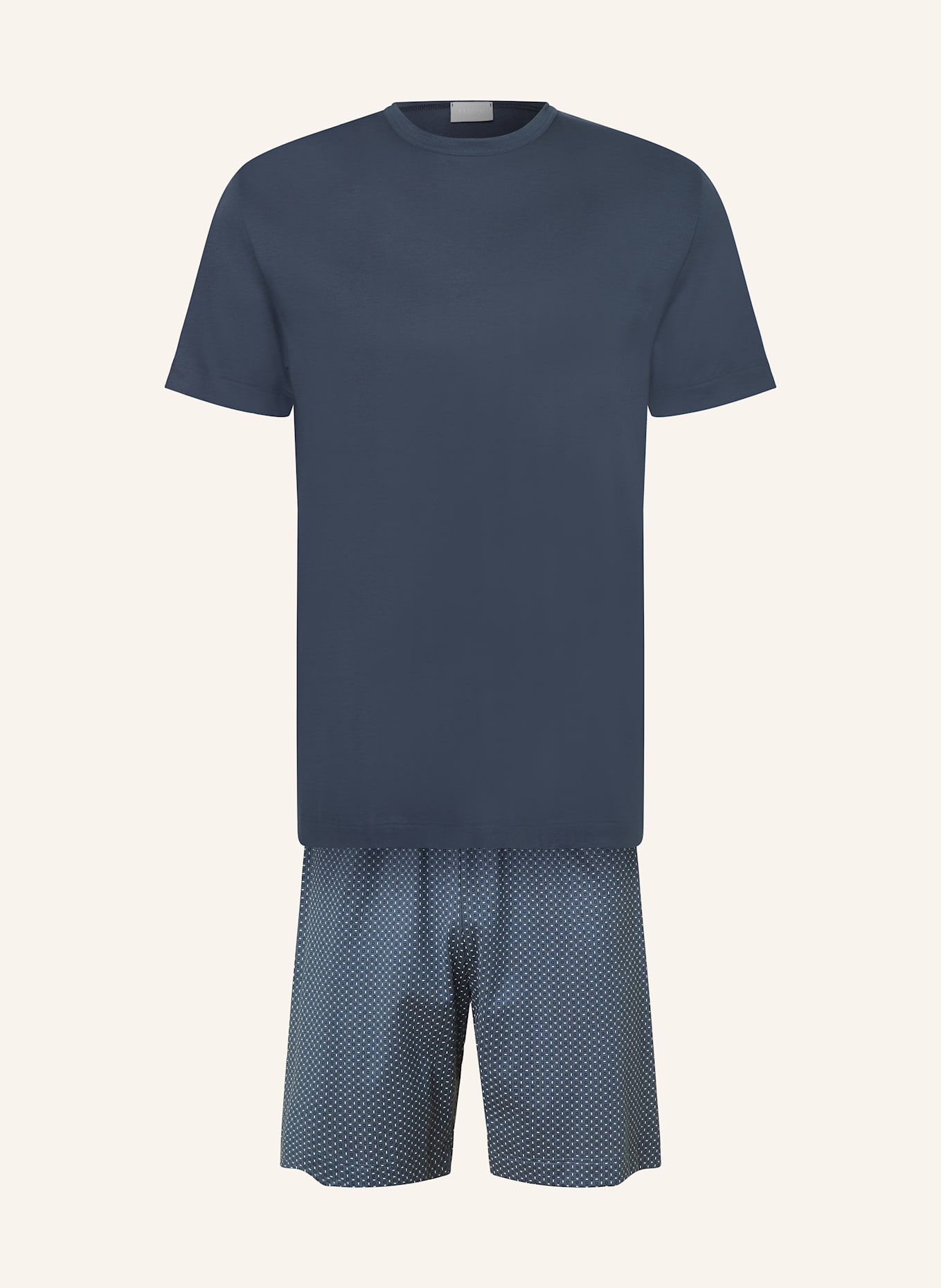 mey Shorty-Schlafanzug Serie EASY GEO: GRAU/ DUNKELGRAU/ WEISS