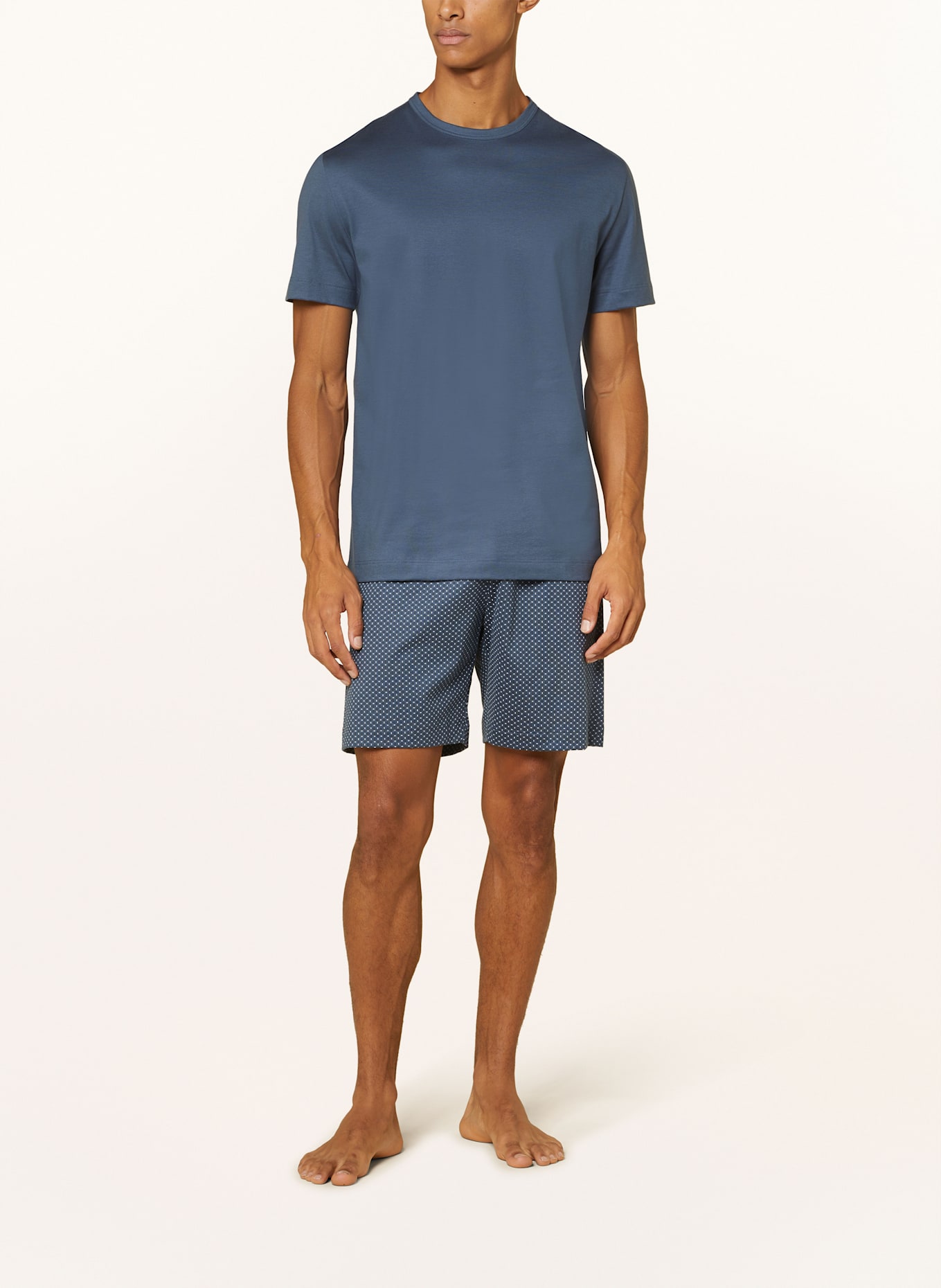 mey Shorty-Schlafanzug Serie EASY GEO: GRAU/ DUNKELGRAU/ WEISS