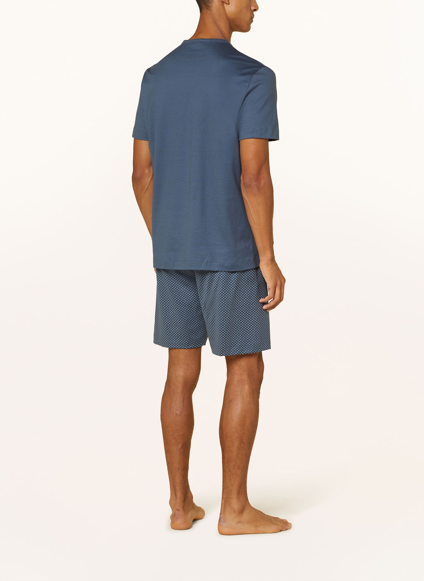 mey Shorty-Schlafanzug Serie EASY GEO: GRAU/ DUNKELGRAU/ WEISS