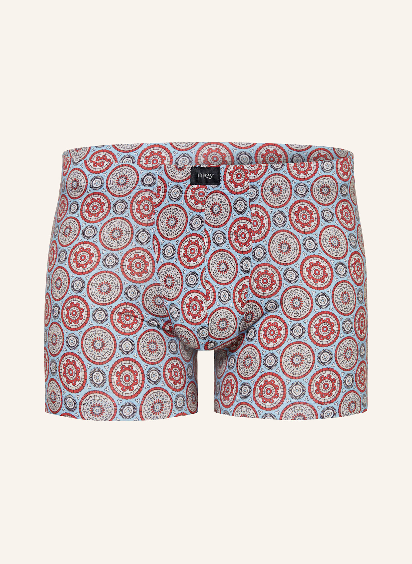 mey Boxershorts Serie MIXTURE OF CIRCLES: HELLBLAU/ ROT/ WEISS