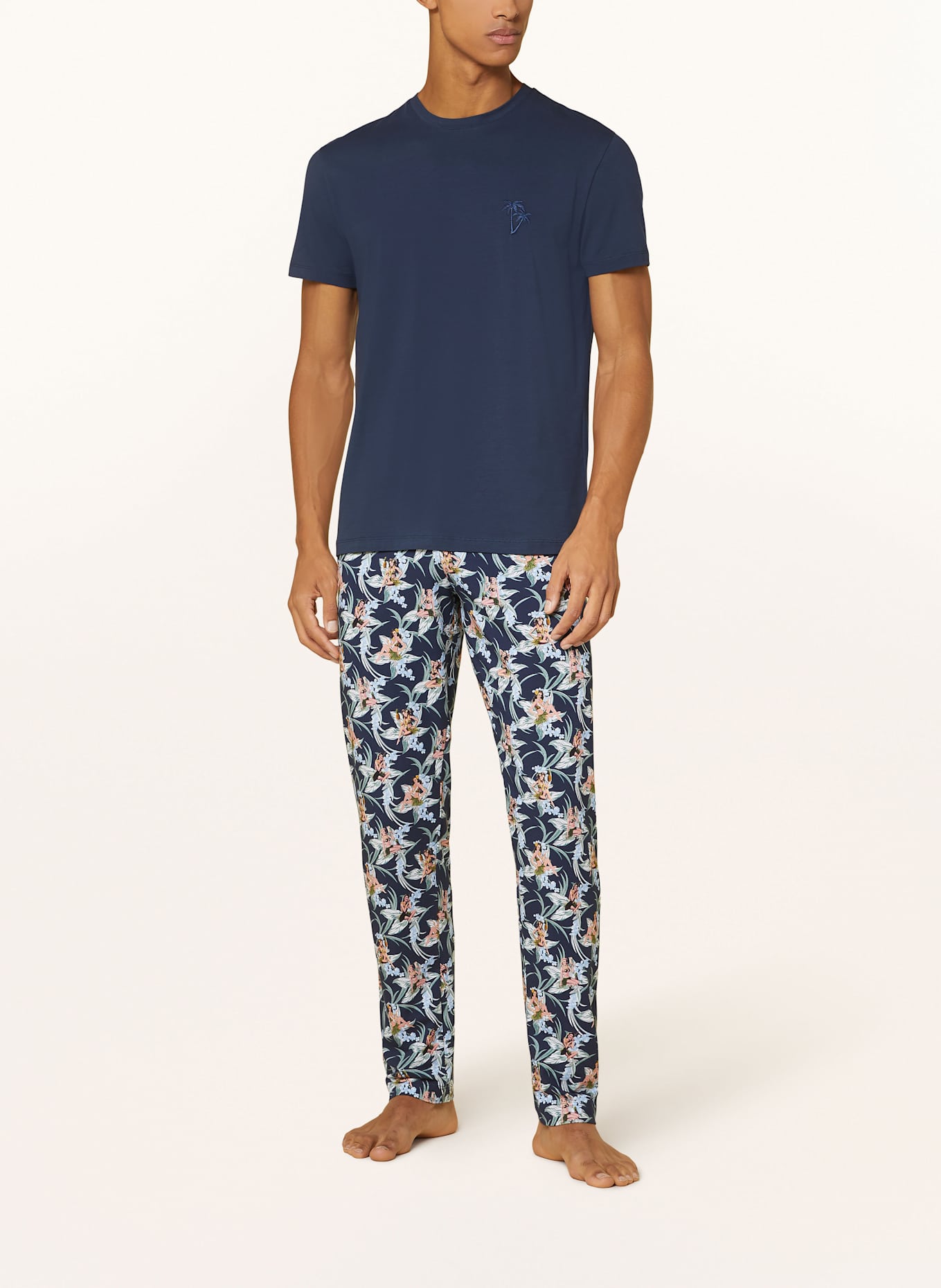 mey Schlafshirt Serie PALM HAVEN: DUNKELBLAU