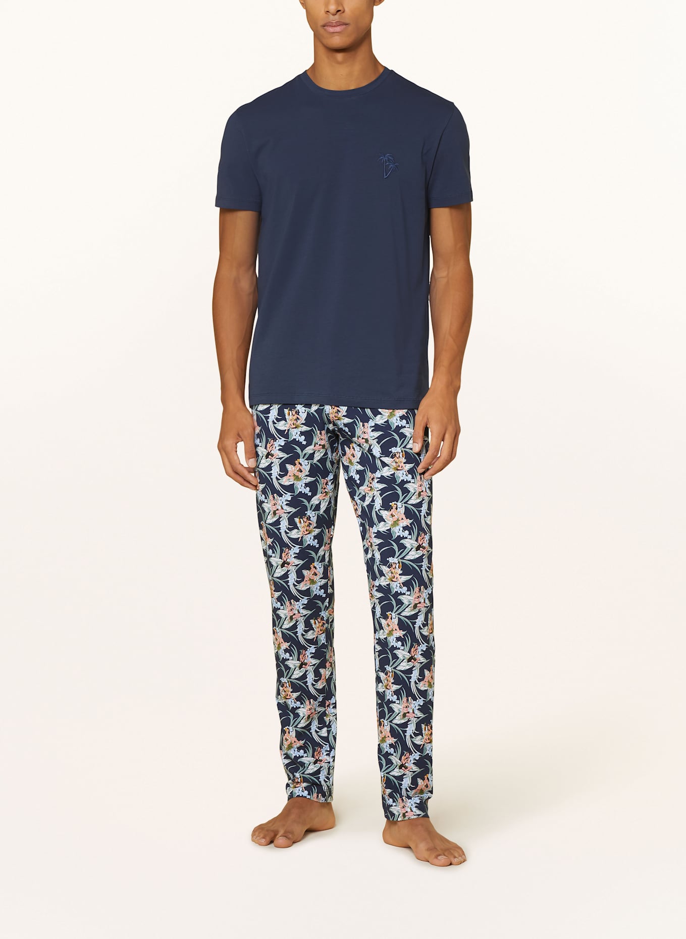 mey Schlafhose Serie TROPICAL BLISS: DUNKELBLAU/ HELLBLAU/ GRÜN