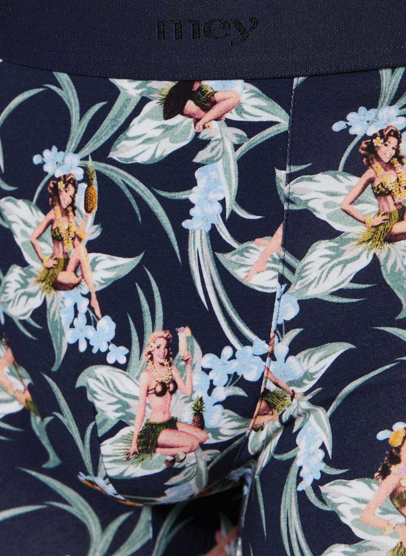 mey Boxerky série TROPICAL BLISS: TMAVĚ MODRÁ / ZELENÁ