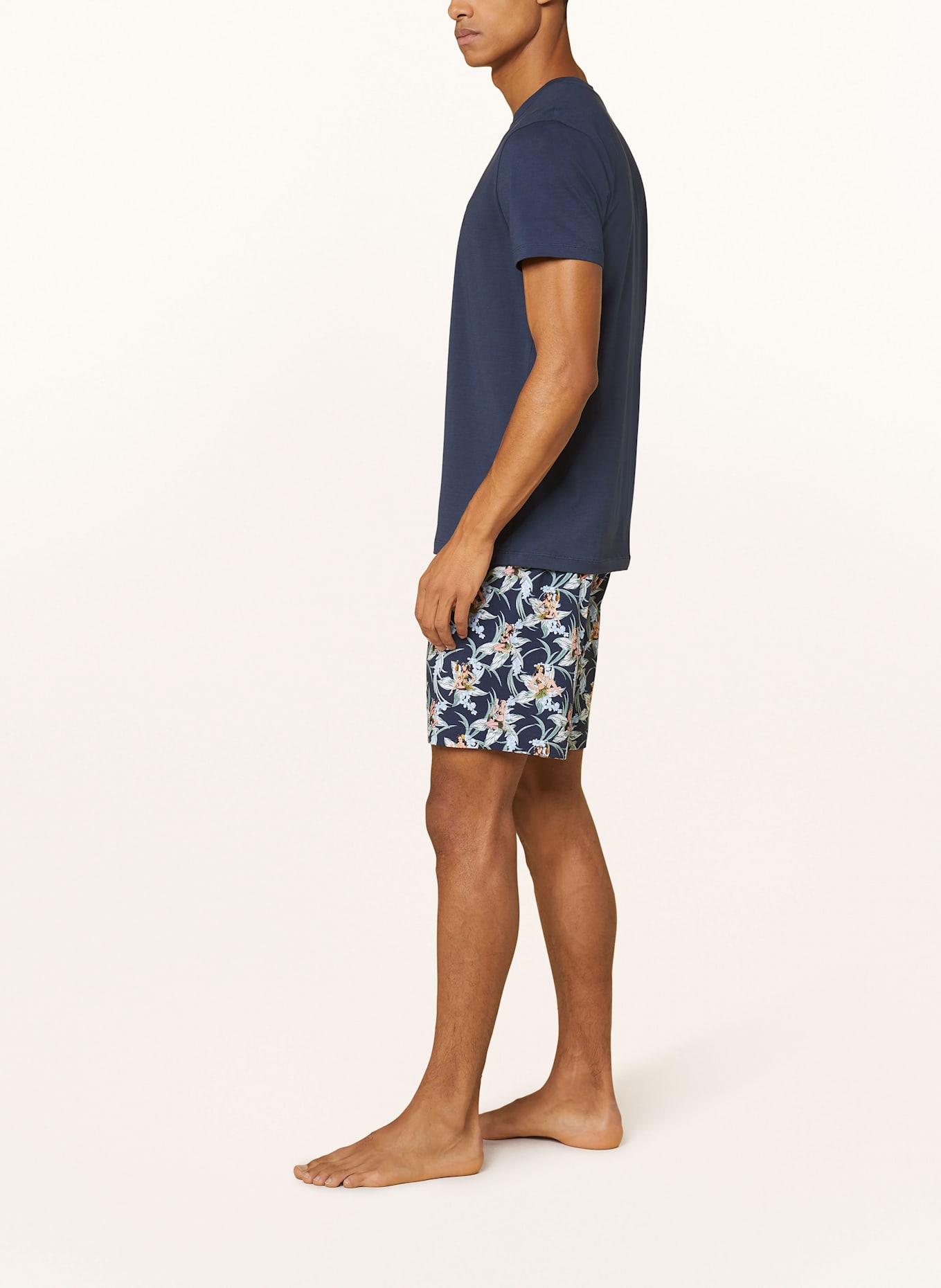 mey Schlafshorts Serie TROPICAL BLISS: DUNKELBLAU/ HELLBLAU/ GRÜN
