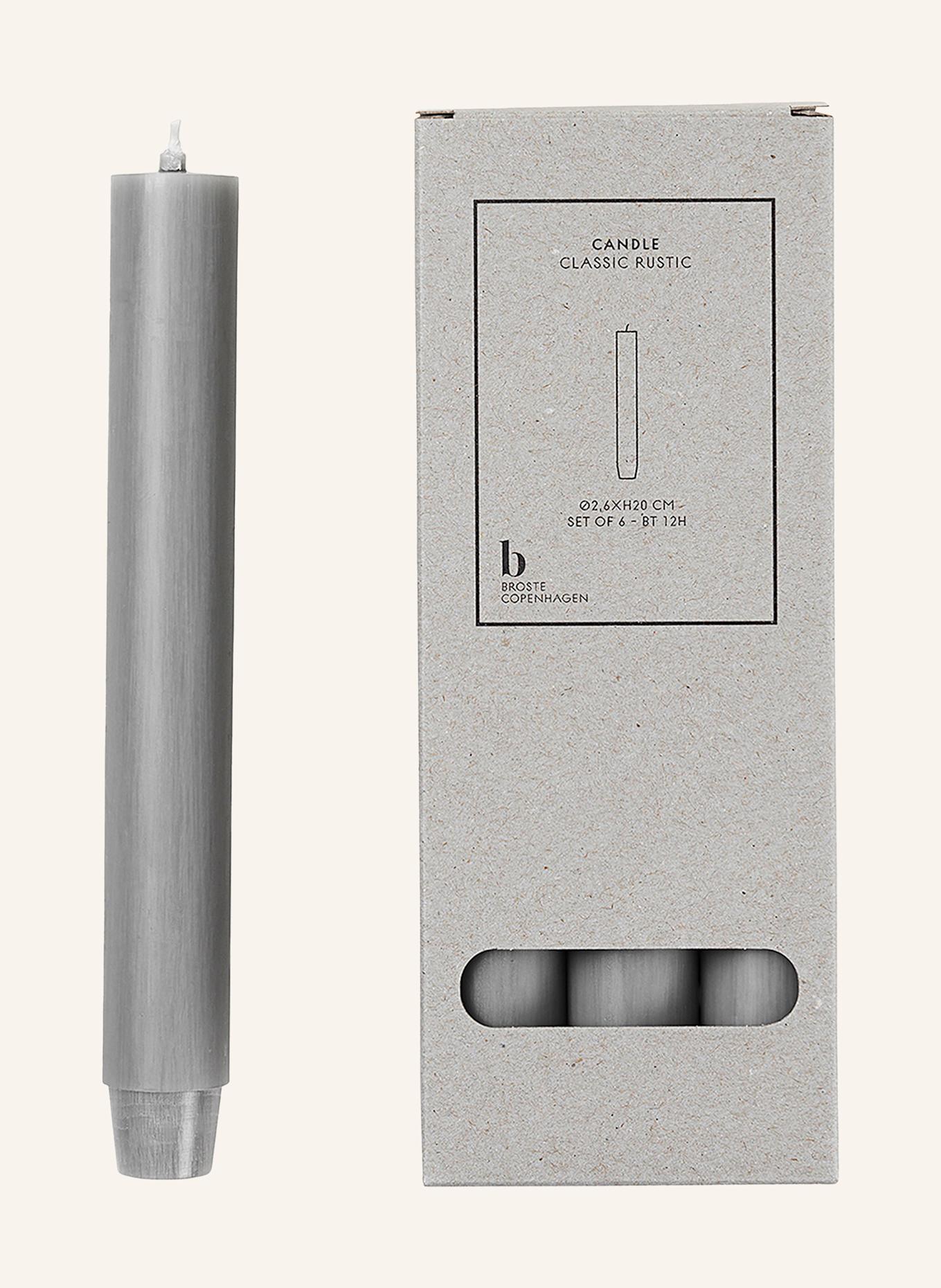 BROSTE COPENHAGEN 6er-Set Stabkerzen CLASSIC RUSTIC: GRAU