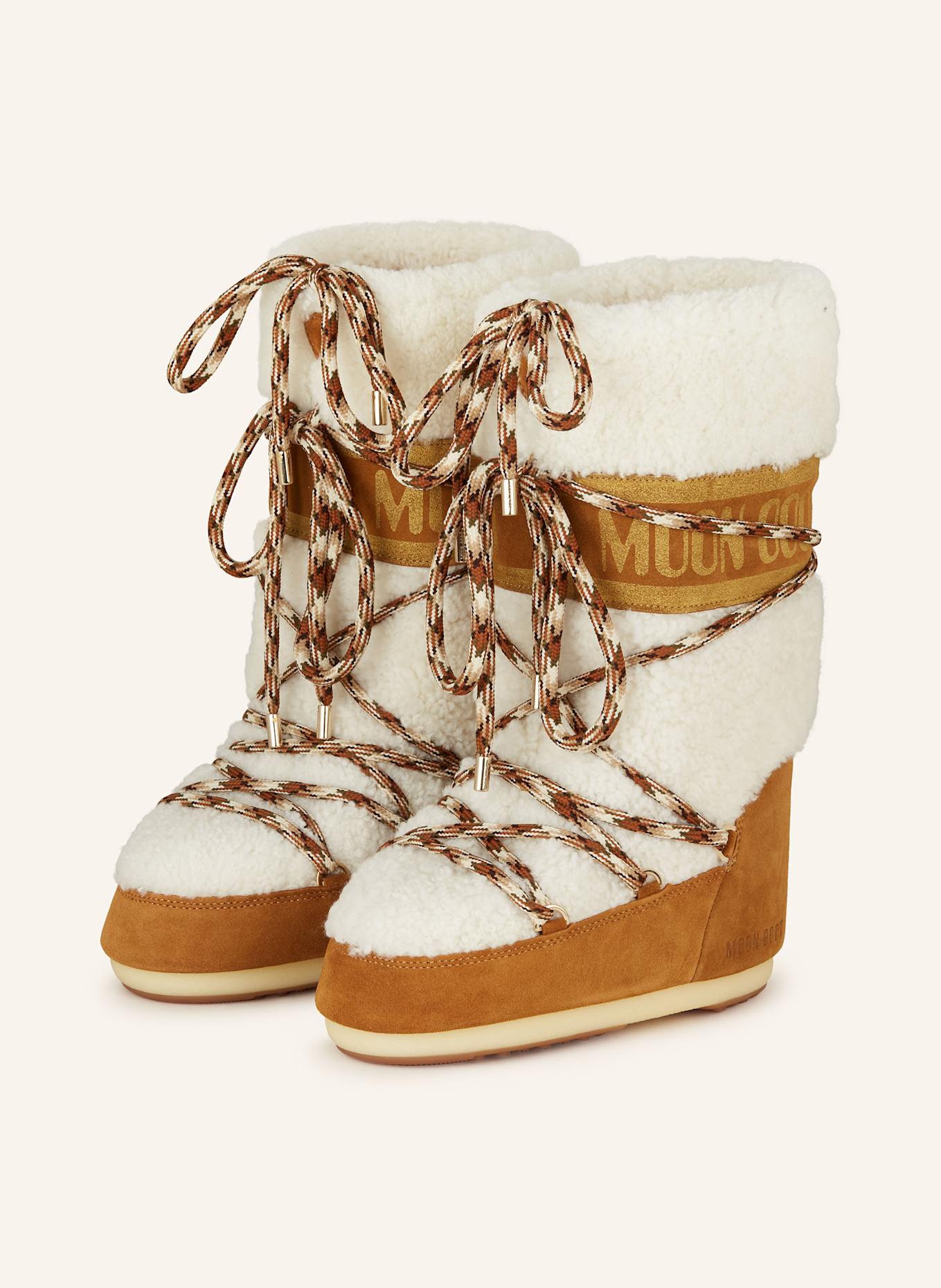 MOON BOOT Moon boots MOON BOOT SHEARLING in white brown gold