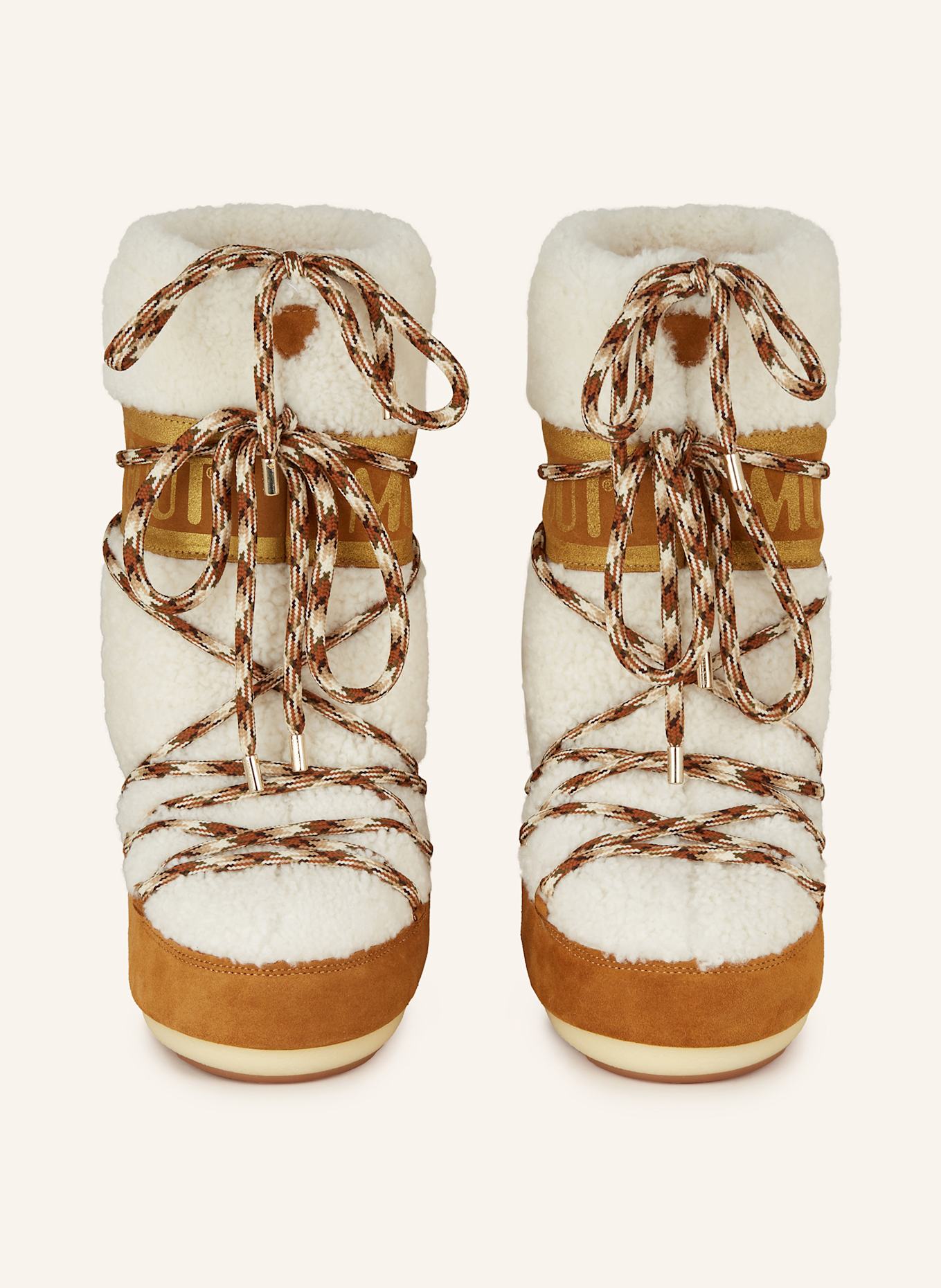 MOON BOOT Moon Boots MOON BOOT SHEARLING: WEISS / BRAUN / GOLD