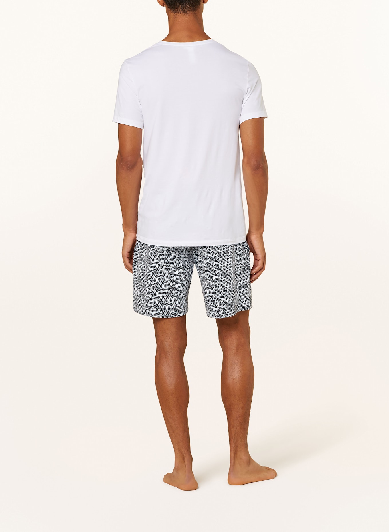 mey Schlafshorts Serie ROUND GEO: BLAUGRAU/ DUNKELGRAU