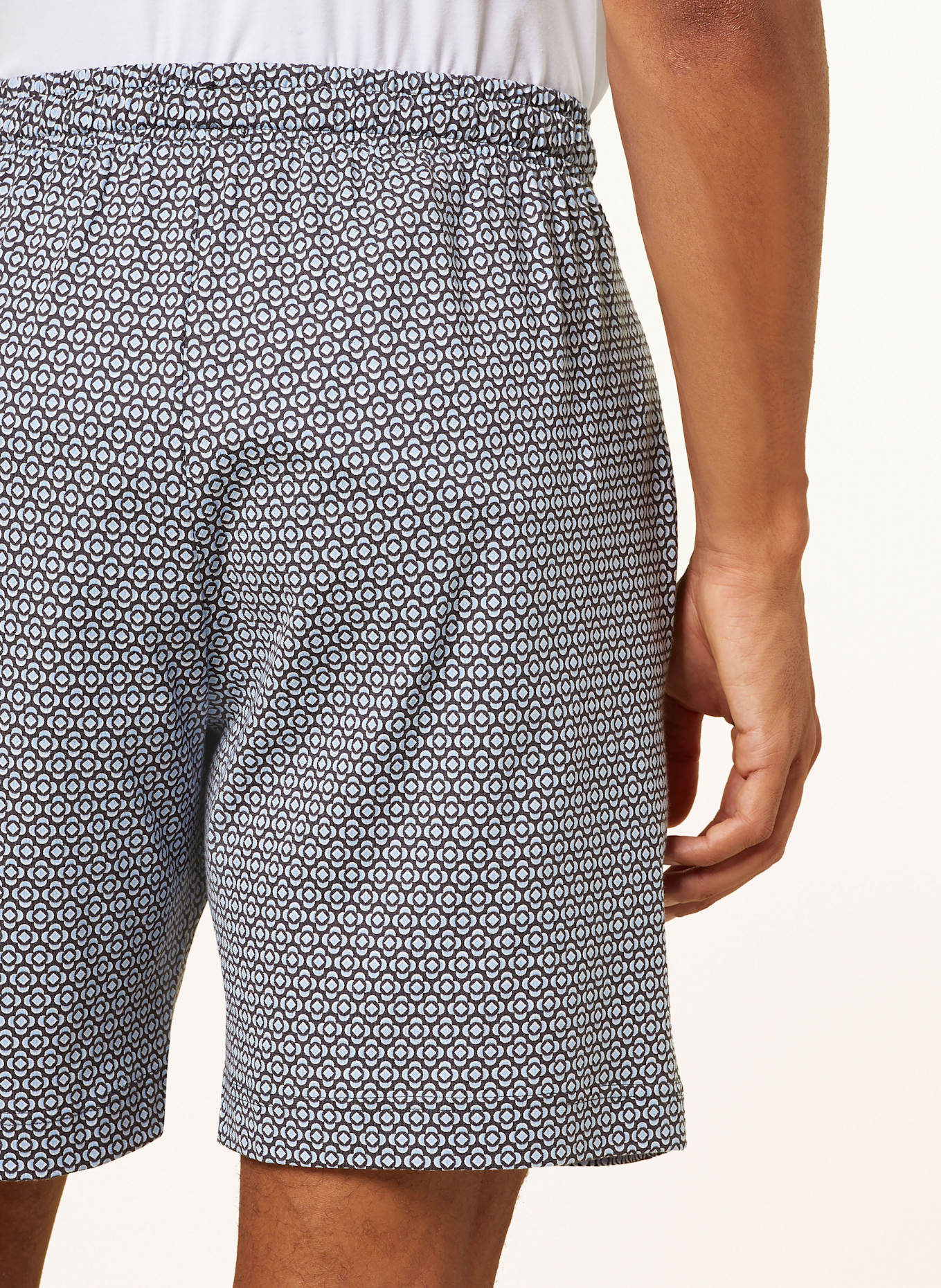 mey Schlafshorts Serie ROUND GEO: BLAUGRAU/ DUNKELGRAU