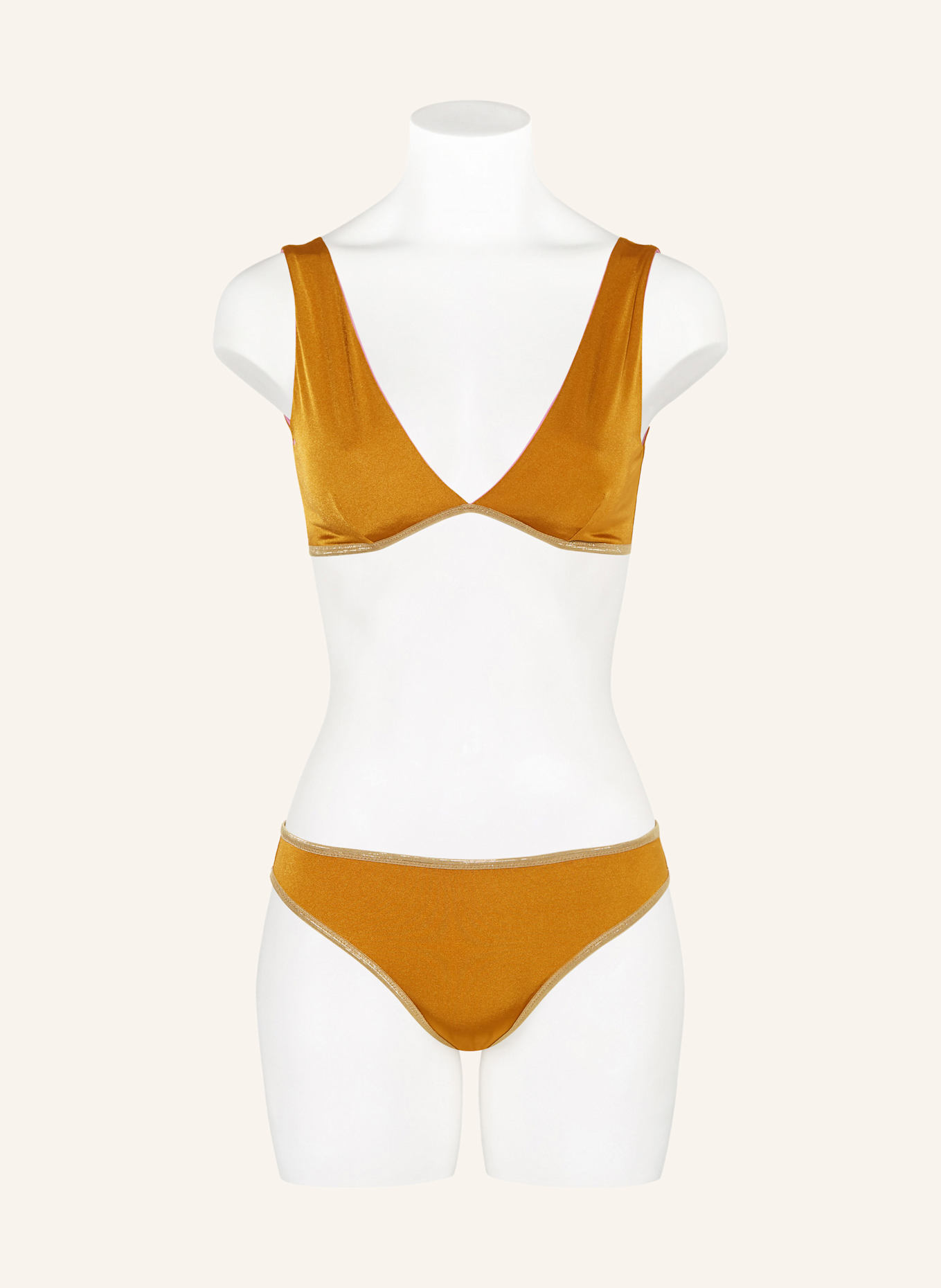 MYMARINI Dół od bikini basic SHINE, model dwustronny z ochroną UV 50+: RÓŻOWY / KONIAKOWY