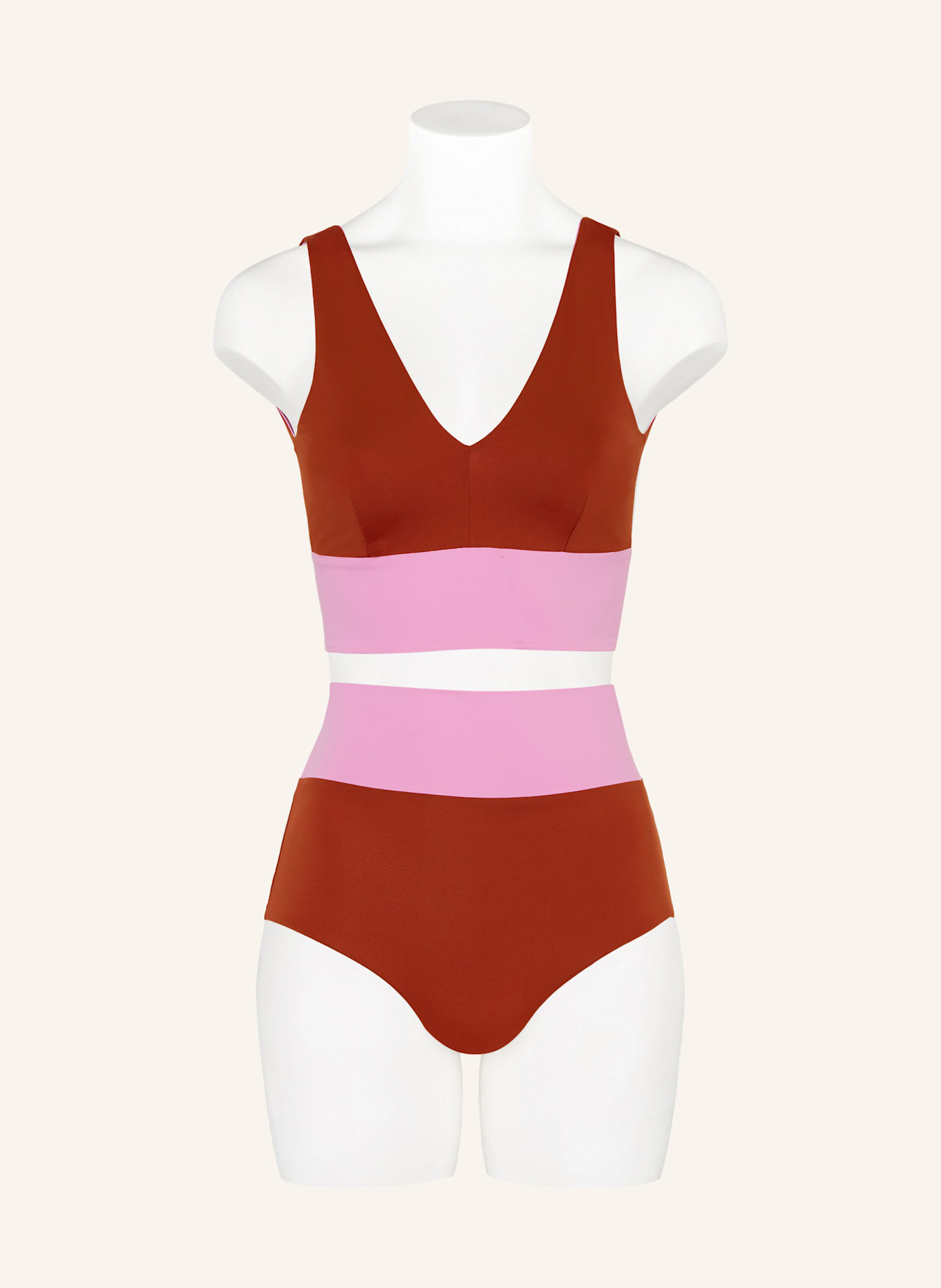 MYMARINI Góra od bikini bralette YOGATOP, model dwustronny z ochroną UV 50+: RÓŻOWY / BRĄZOWY