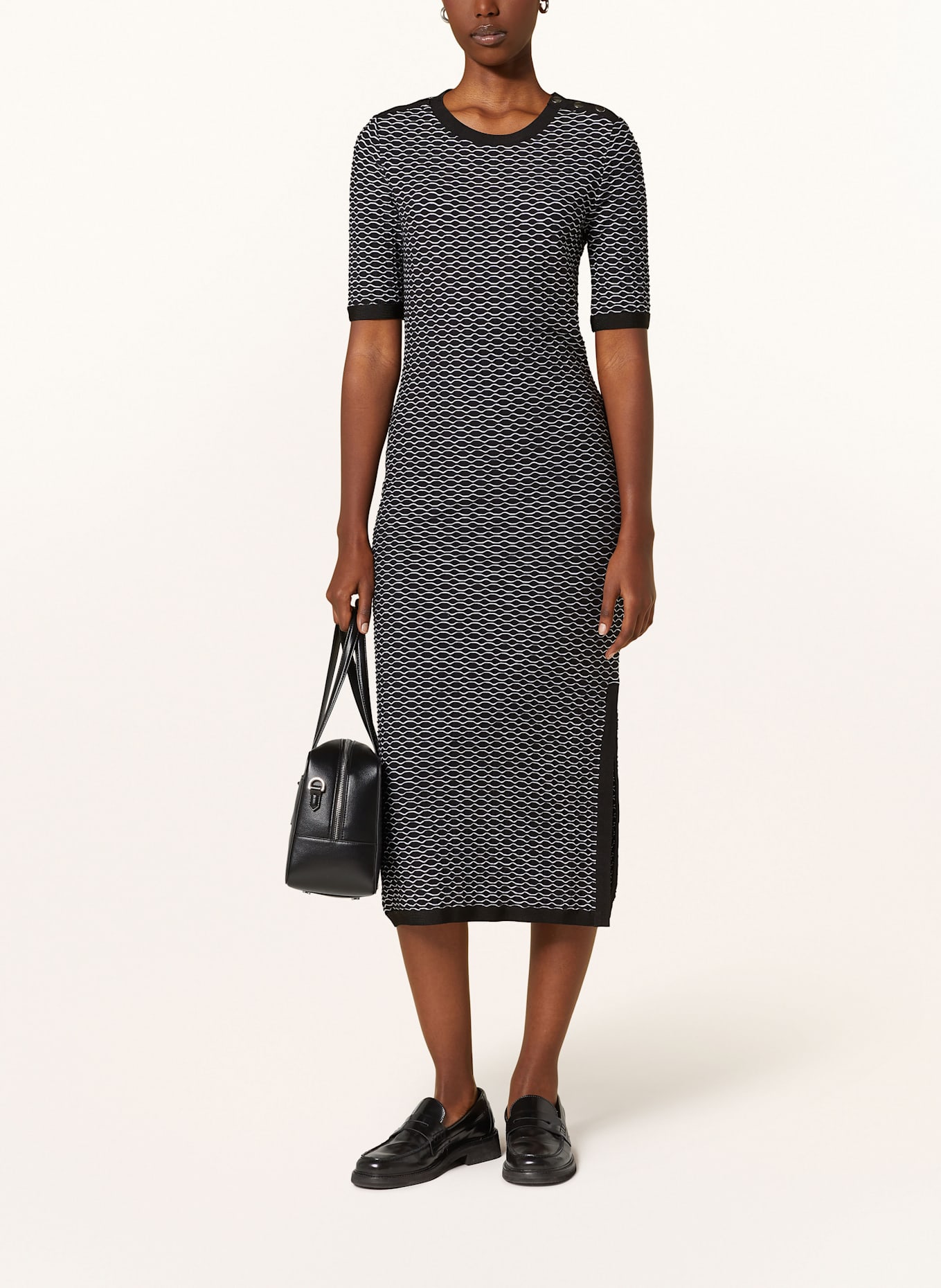 BOSS Strickkleid ETANAH: SCHWARZ / WEISS