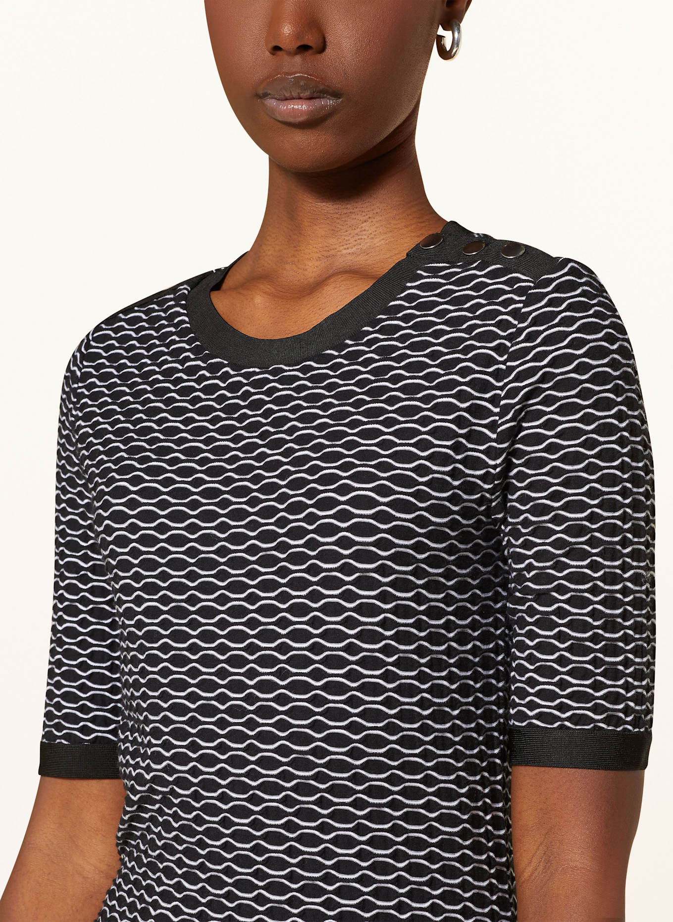 BOSS Strickkleid ETANAH: SCHWARZ / WEISS