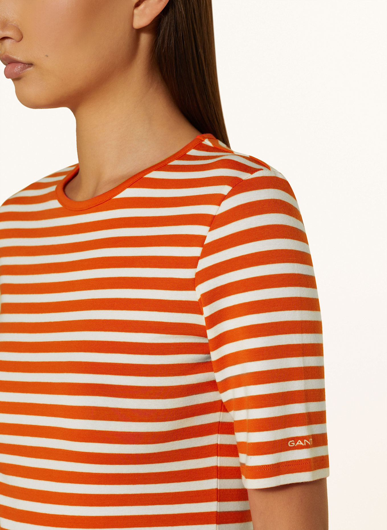 GANT T-Shirt: WEISS/ DUNKELORANGE