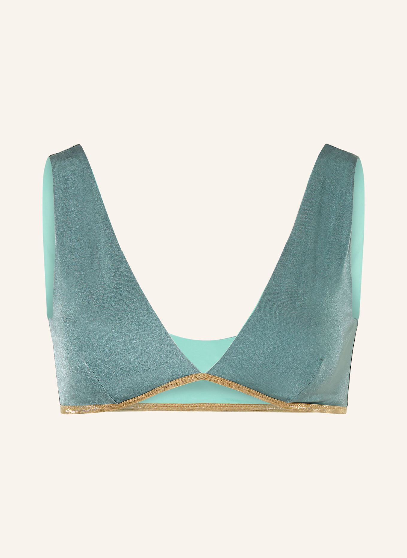 MYMARINI Bustier-Bikini-Top POOL BRA SHINE zum Wenden mit UV-Schutz 50+: GRÜN / MINT