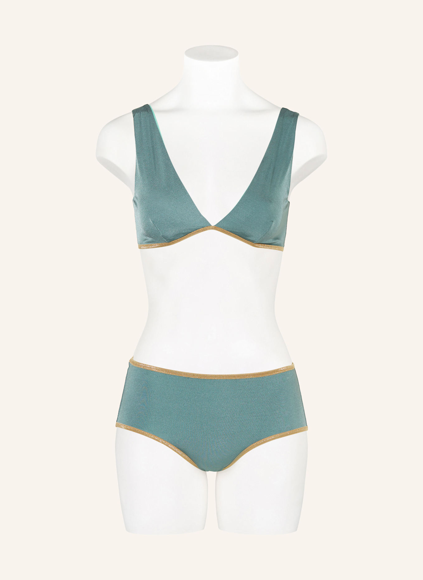 MYMARINI Bustier-Bikini-Top POOL BRA SHINE zum Wenden mit UV-Schutz 50+: GRÜN / MINT