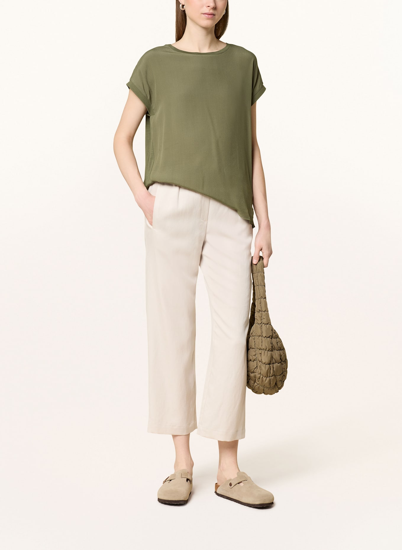 oui Blusenshirt im Materialmix: OLIV