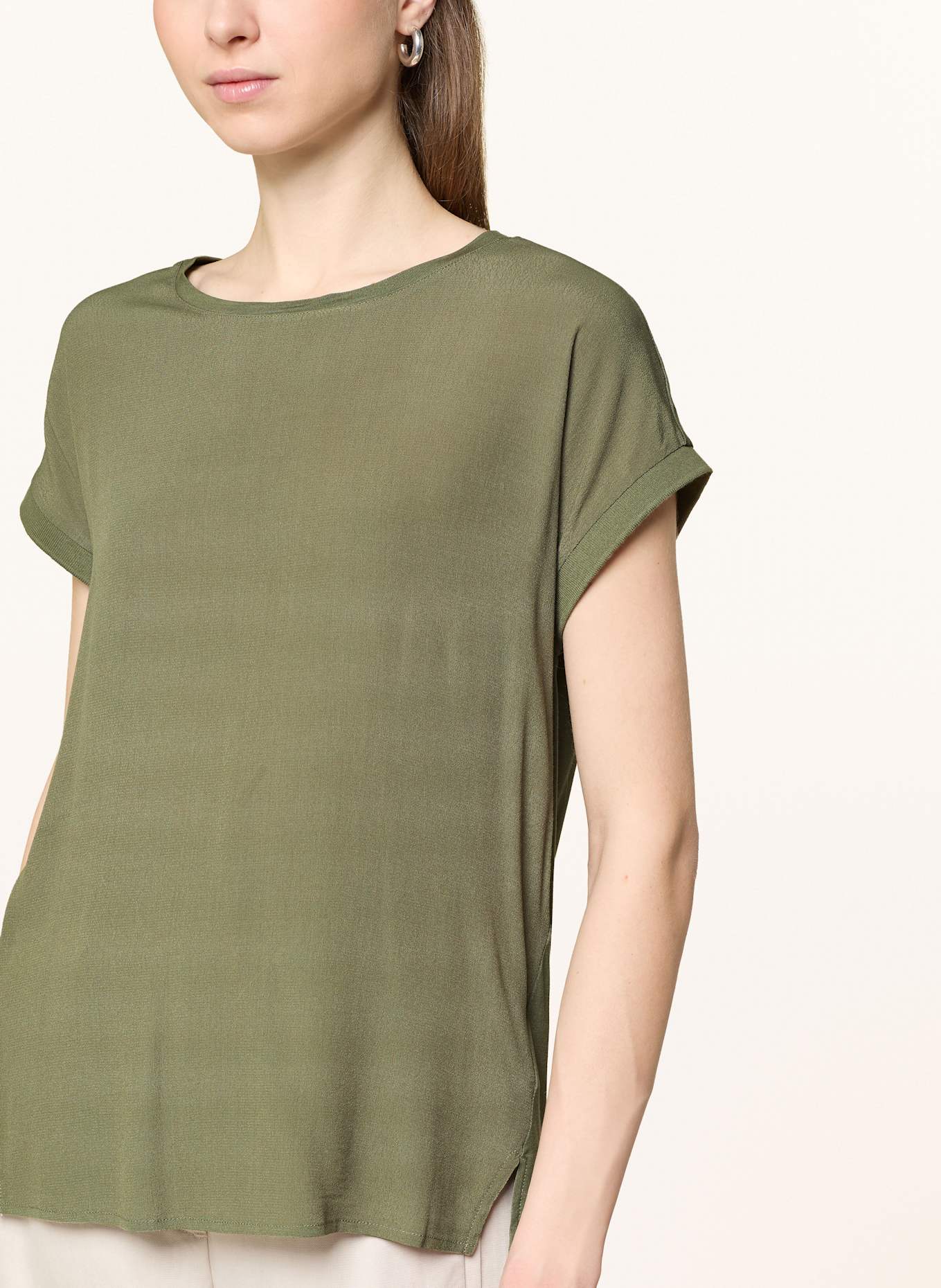 oui Blusenshirt im Materialmix: OLIV