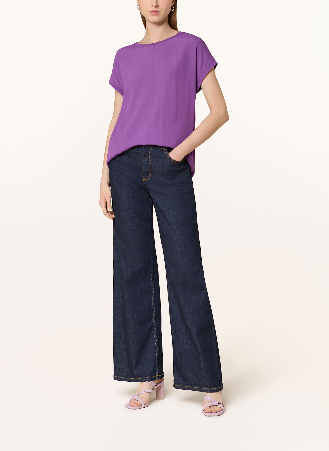 oui Blusenshirt im Materialmix: LILA