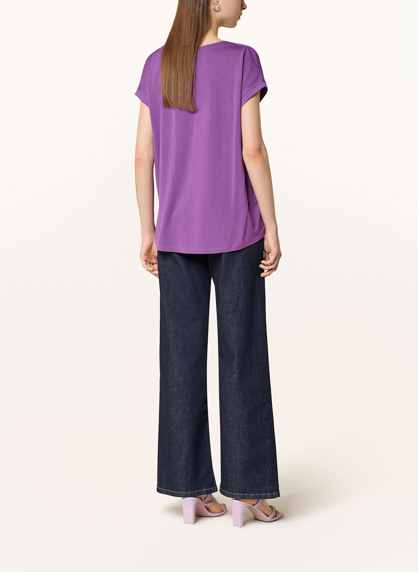 oui Blusenshirt im Materialmix: LILA
