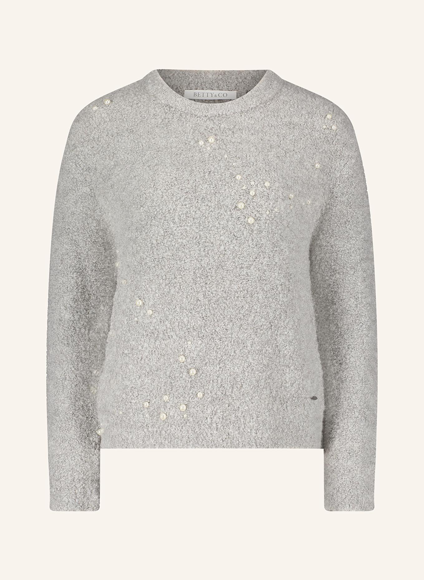 BETTY&CO Bouclè sweater with decorative beads: LIGHT GRAY