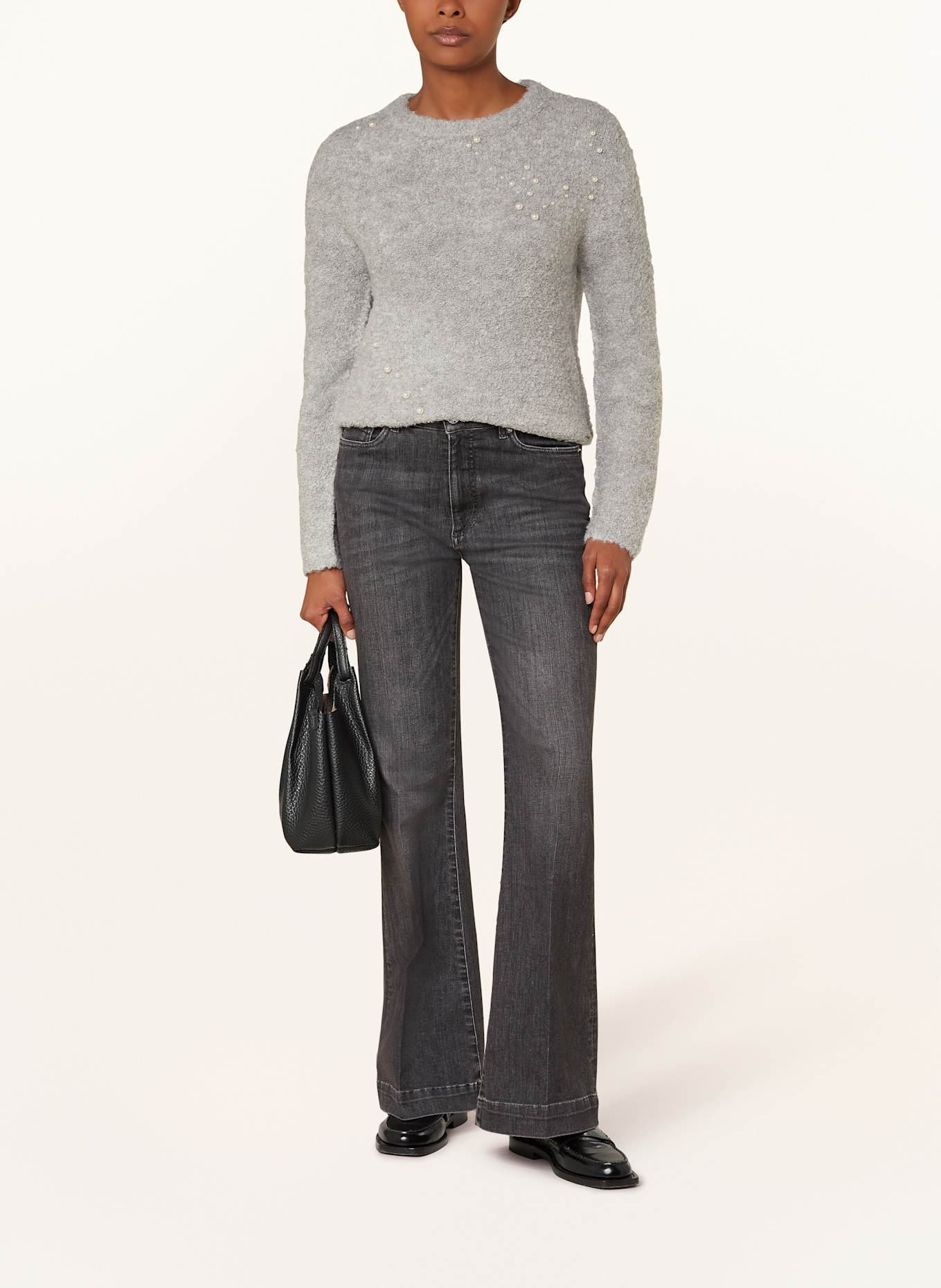 BETTY&CO Bouclè sweater with decorative beads: LIGHT GRAY