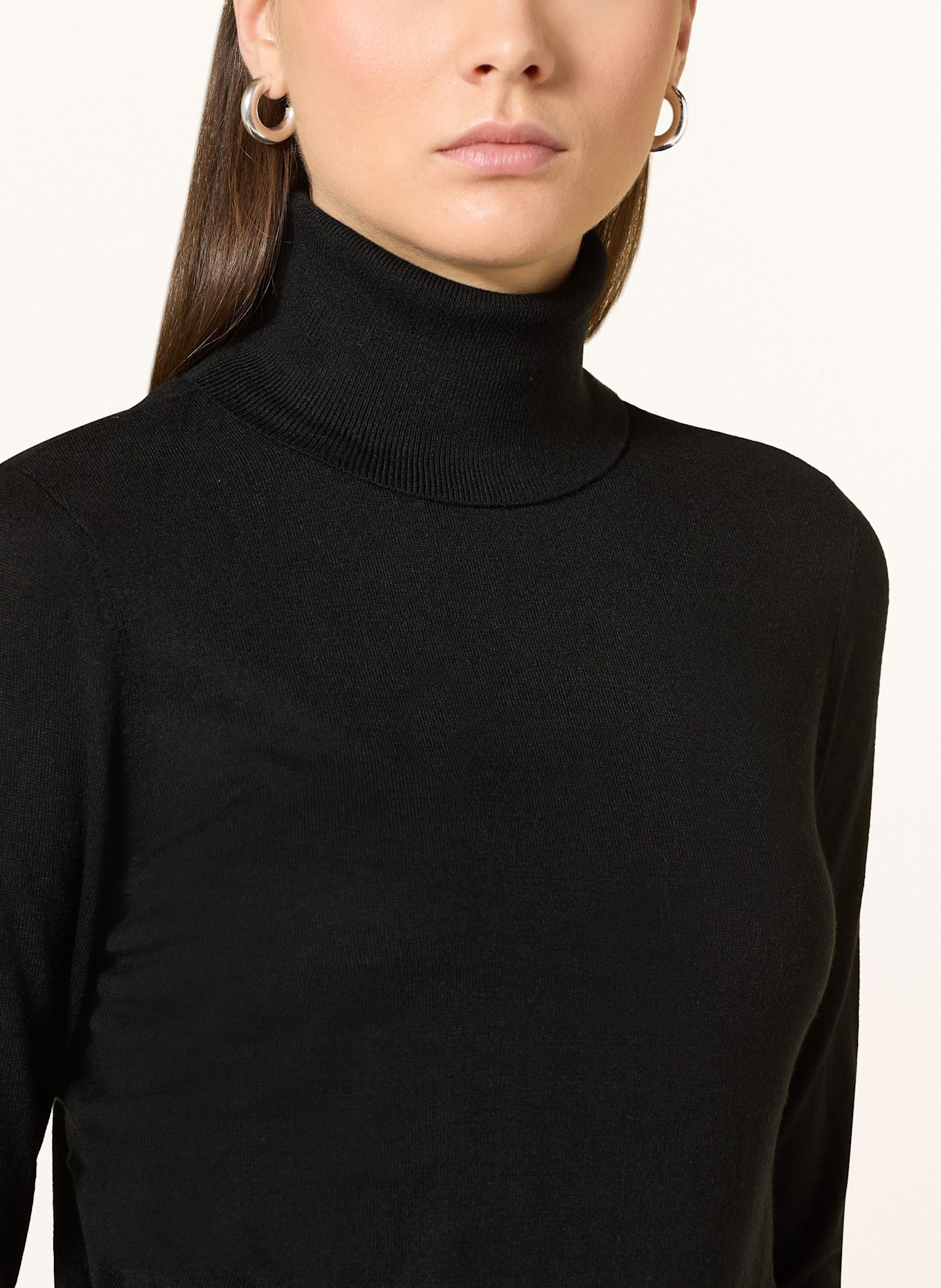 LAUREN RALPH LAUREN Turtleneck sweater with silk: BLACK